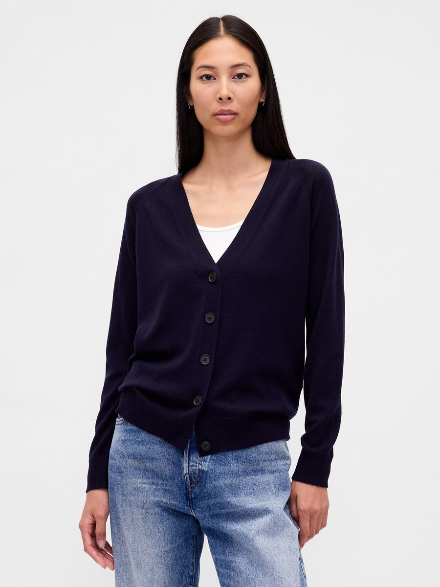 Blue Wool Cardigan Woman_0