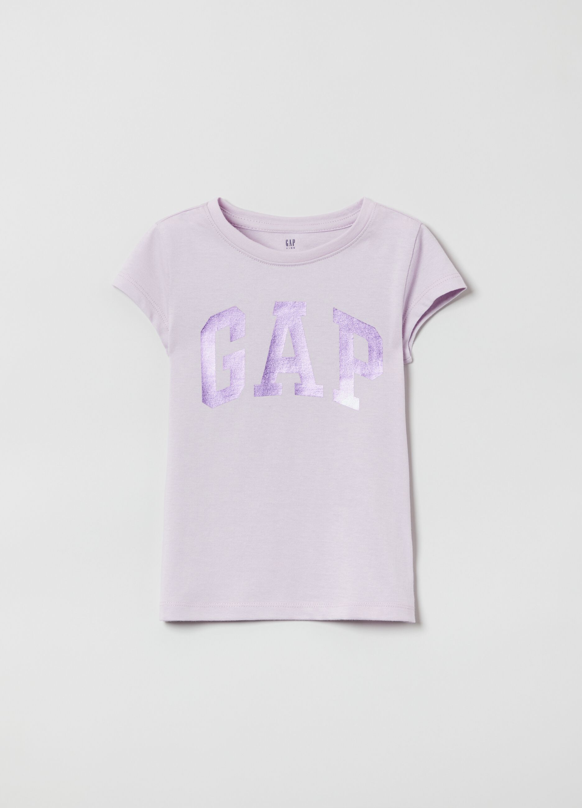 T-shirt in cotone con stampa logo in foil