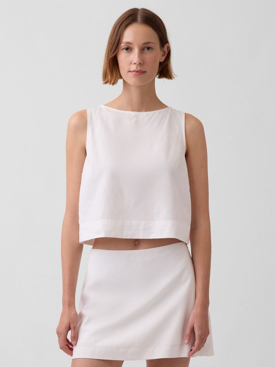 Tank top in misto lino Donna_0