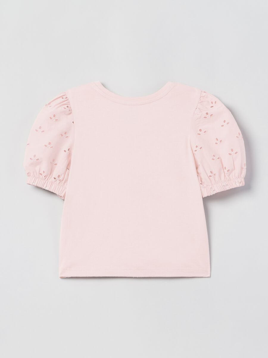 T-shirt with broderie anglaise sleeves Girl_1