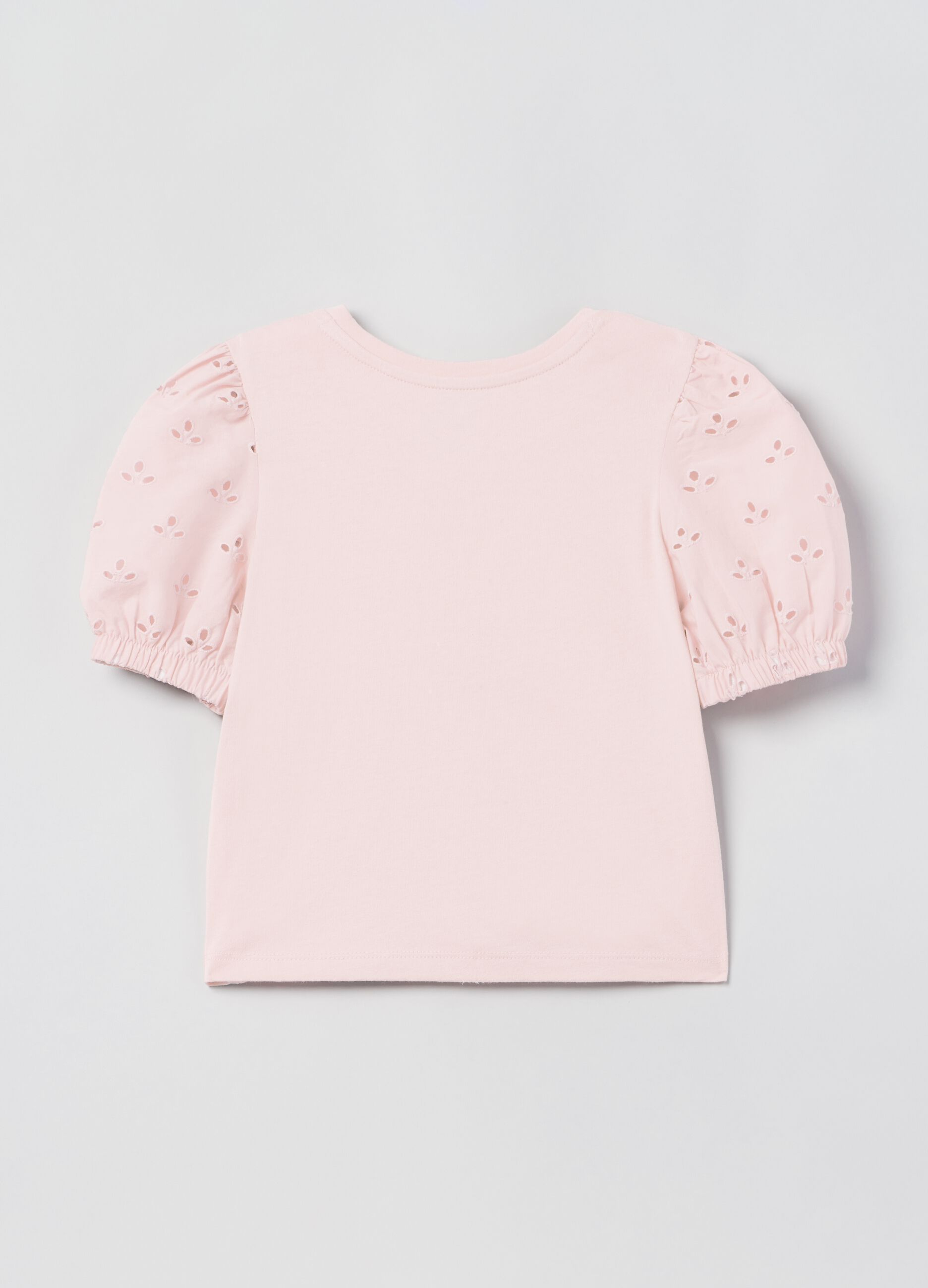 T-shirt with broderie anglaise sleeves_1