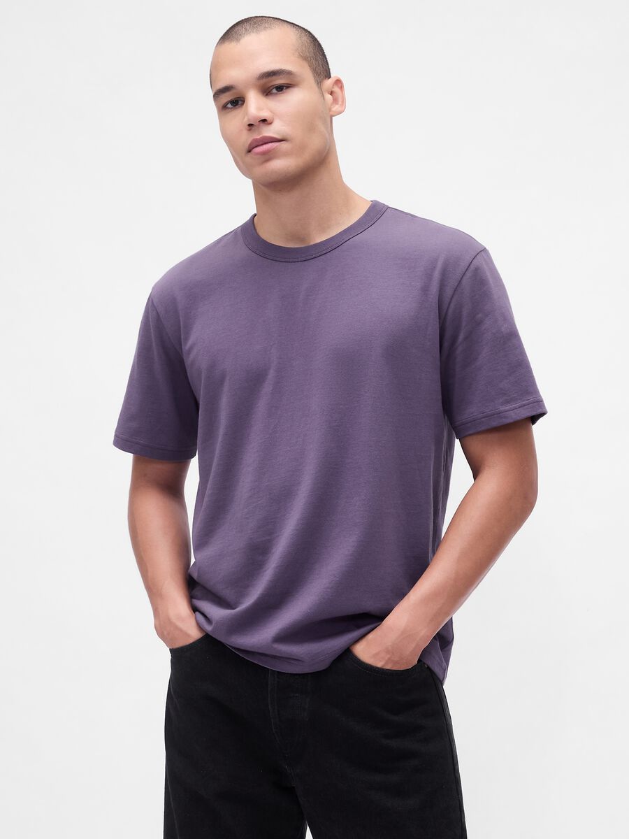 T-shirt viola a maniche corte in cotone Uomo_0
