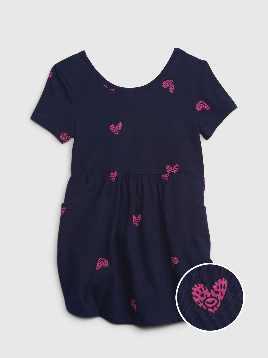 Short dress with heart print. Newborn Boy_0