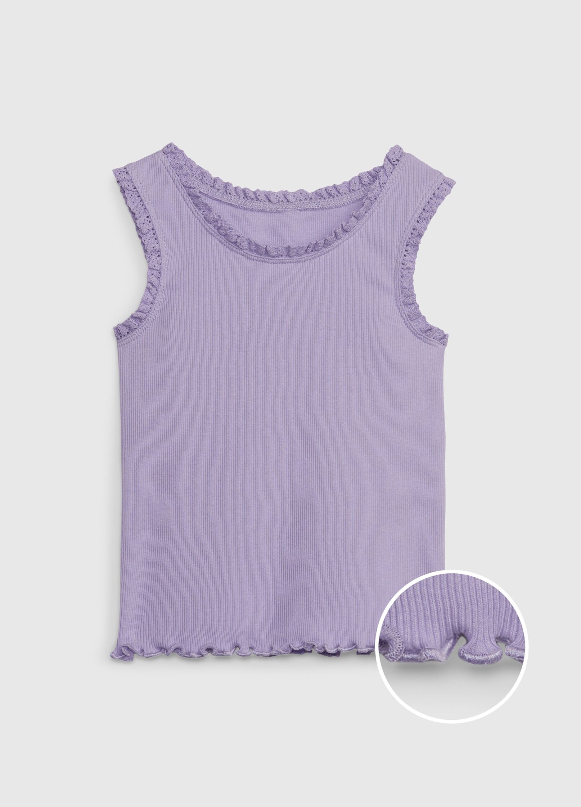 Ribbed tank top with lace