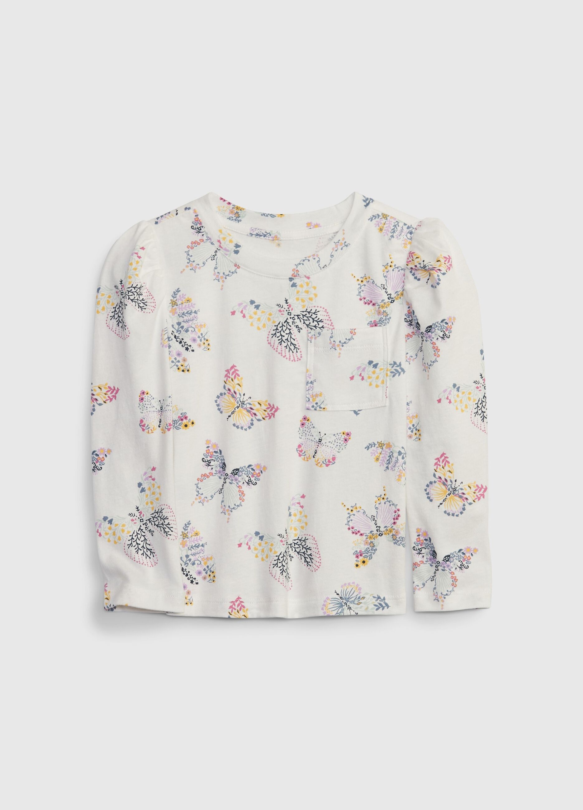 T-shirt in cotone bio con stampa farfalle