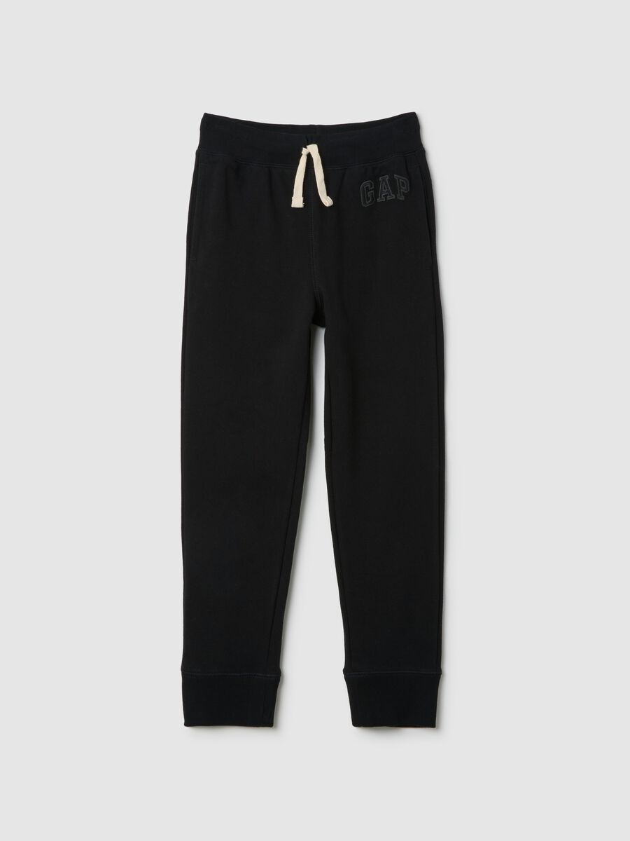 Pantaloni sportivi neri con logo GAP Bambino_0