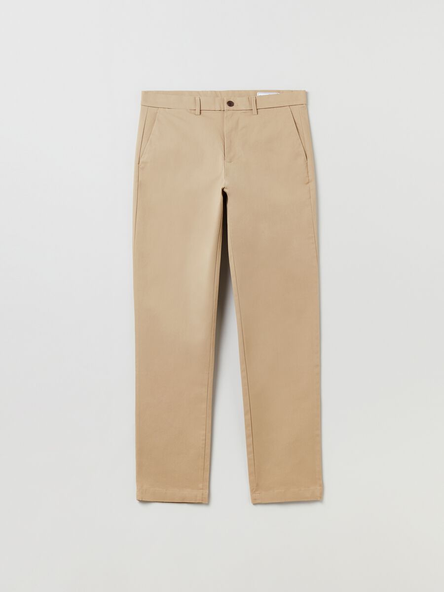 Skinny-fit chino trousers in stretch cotton Man_1