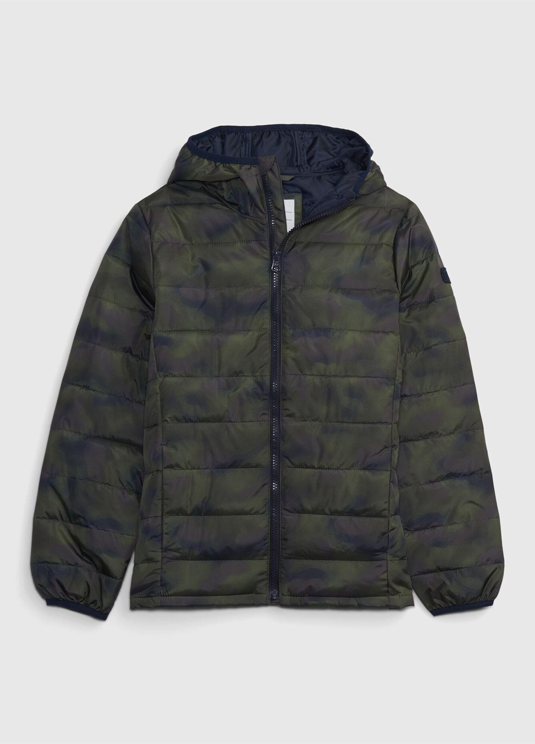 Full-zip camouflage down jacket