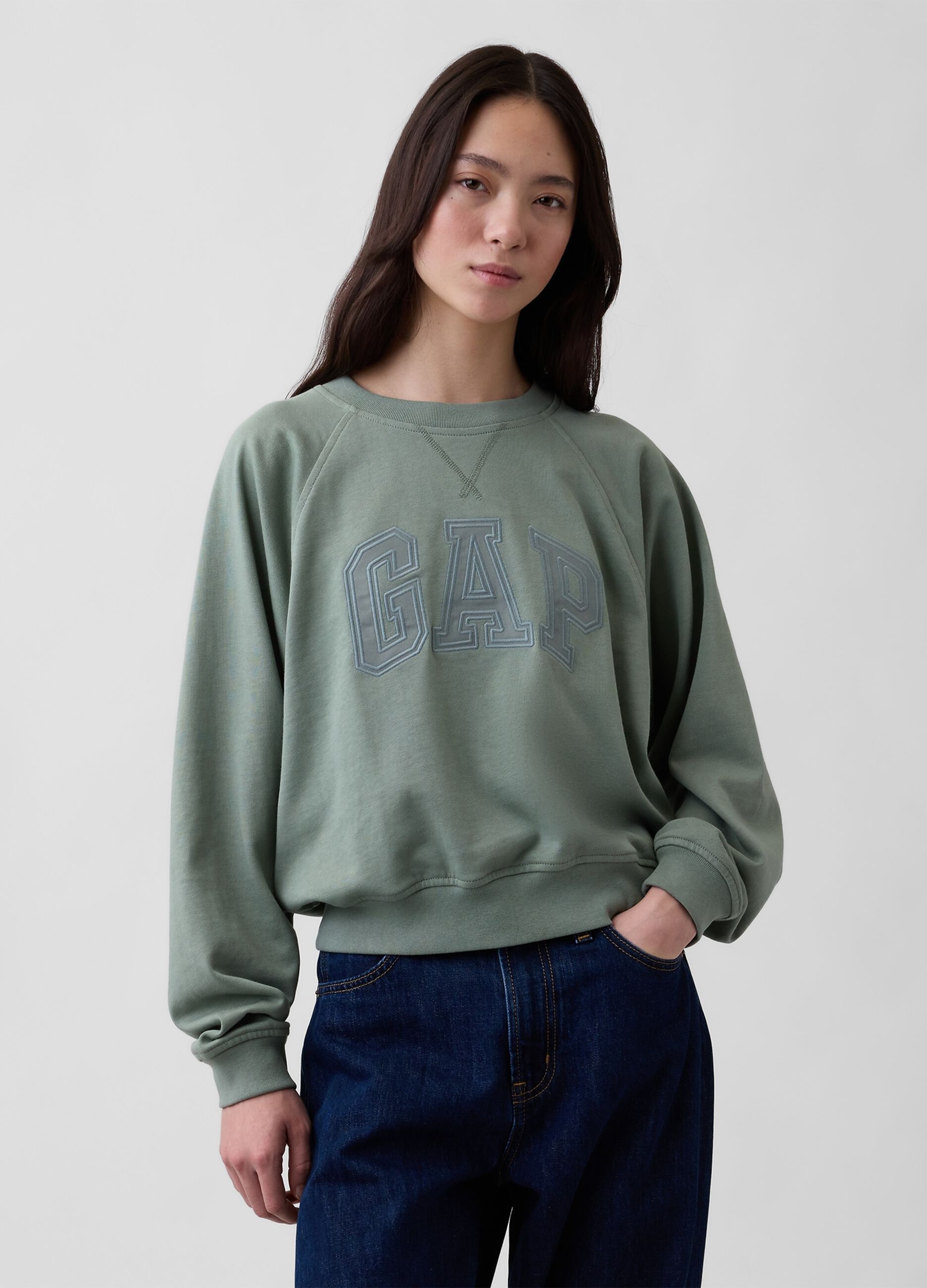 Felpa girocollo in misto cotone con logo GAP
