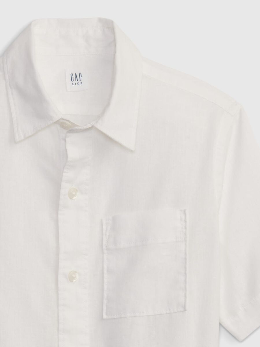 Linen and cotton shirt with short sleeves Boy_4