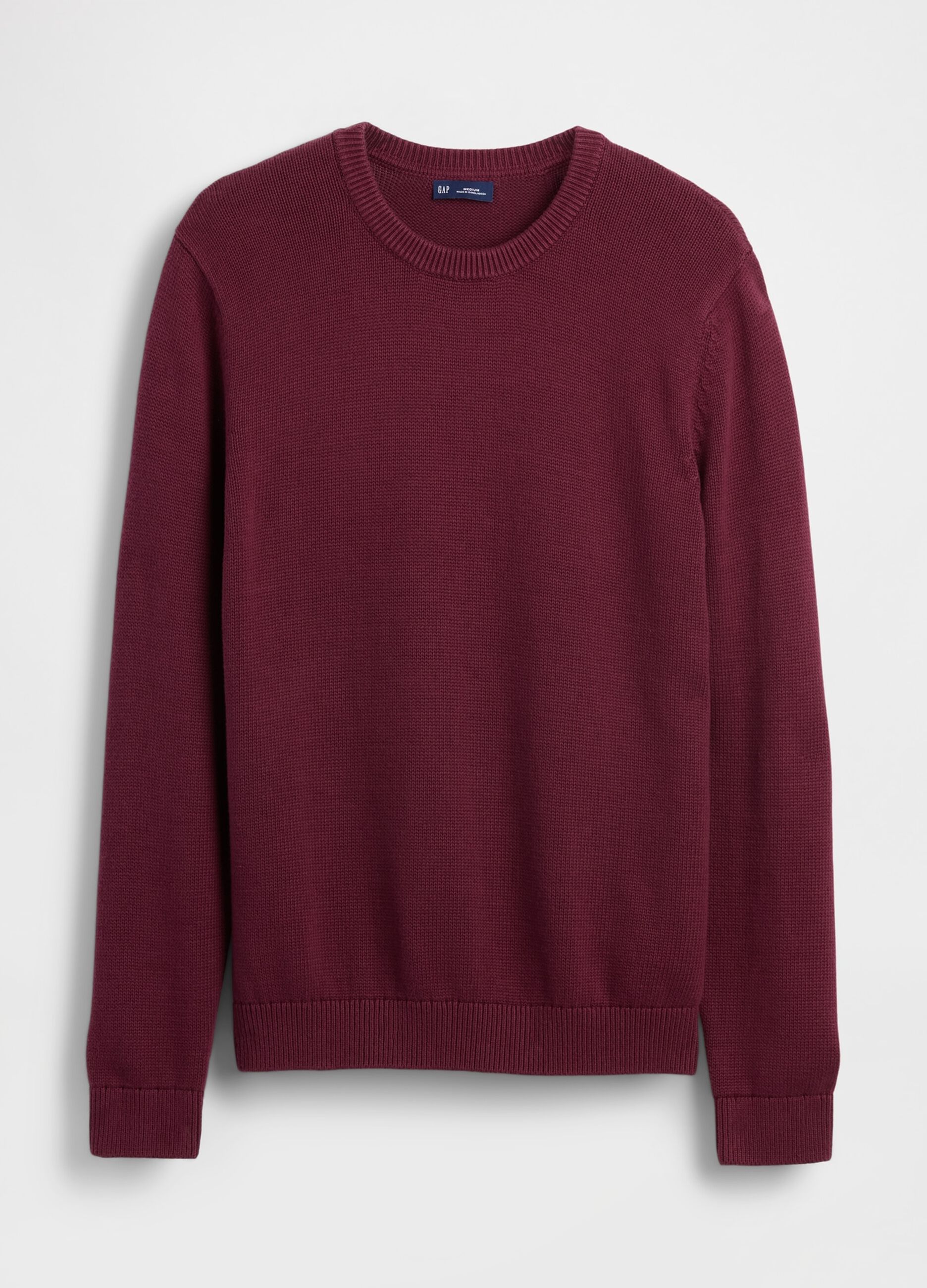 Maglione girocollo bordeaux in puro cotone