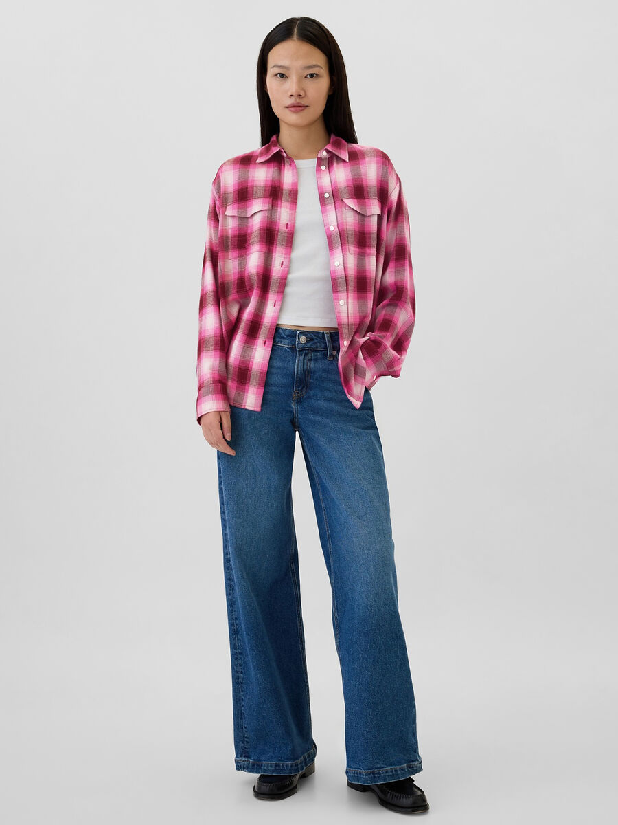 Camicia in flanella check con tasche Donna_1