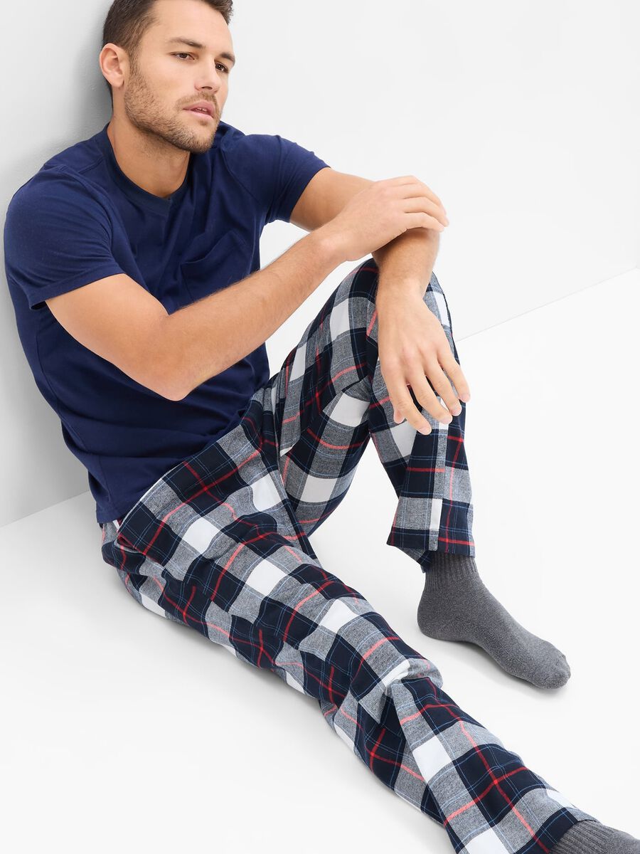 Full-length pyjama bottoms in tartan flannel Man_0