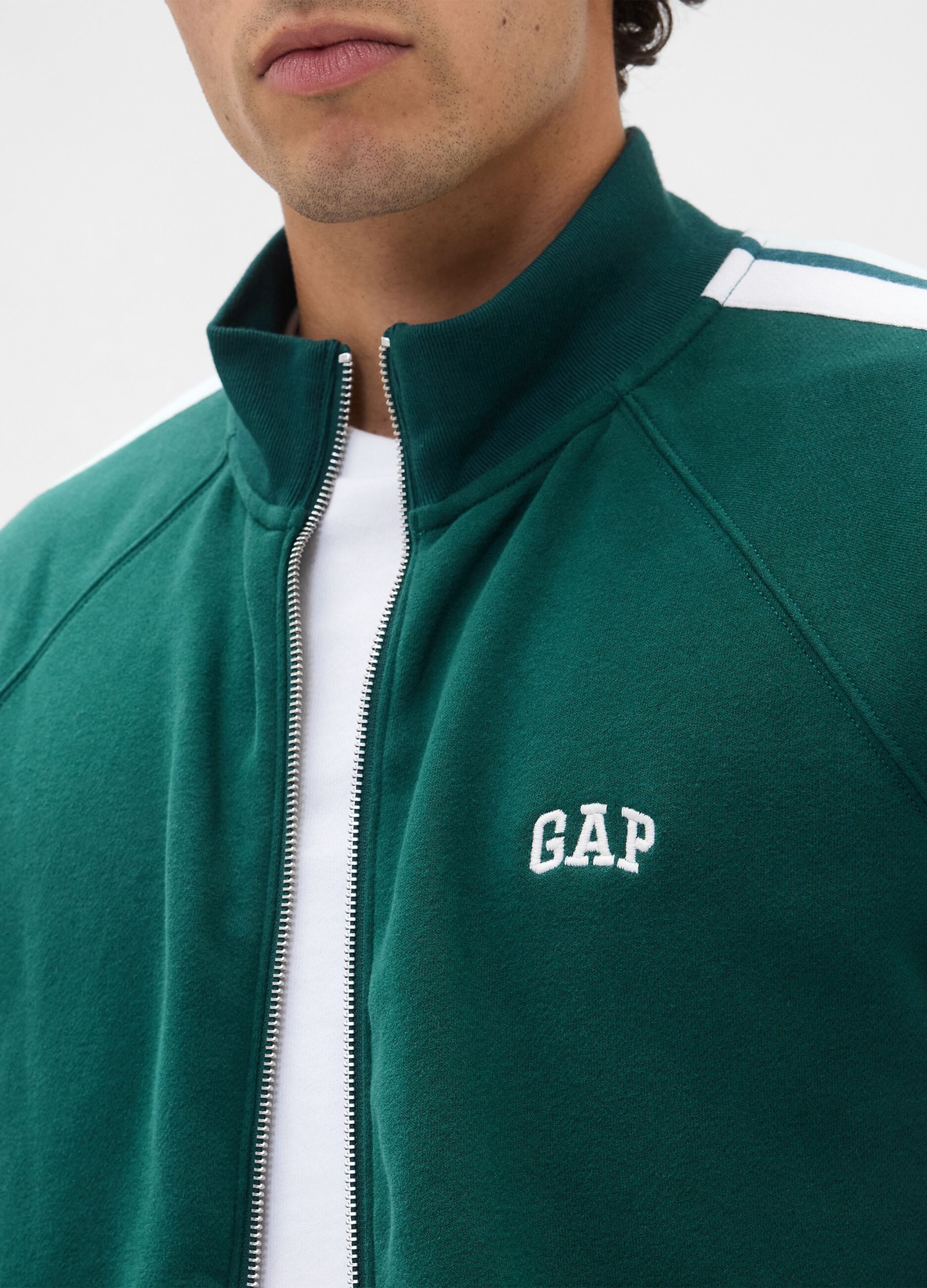 Felpa verde con zip integrale_3
