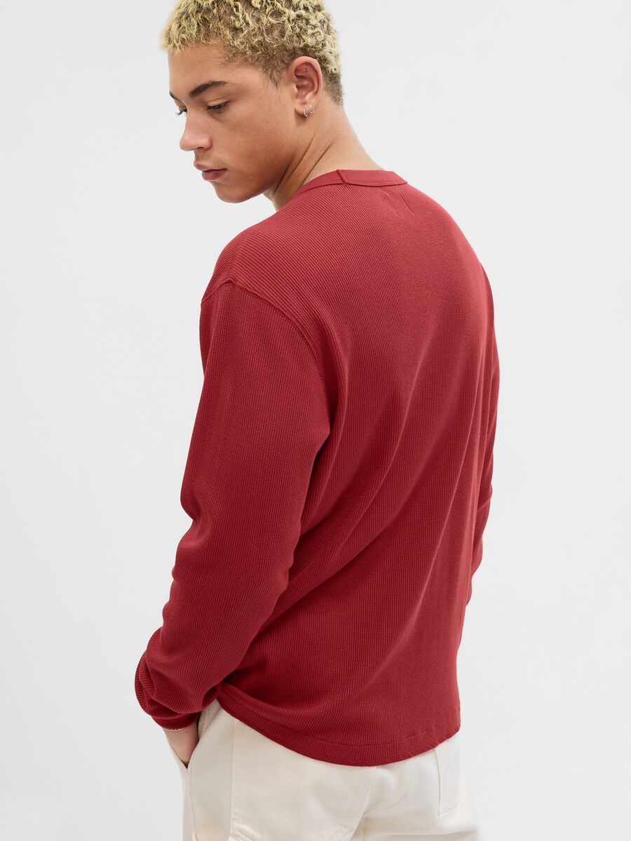T-shirt a maniche lunghe con trama waffle Uomo_1