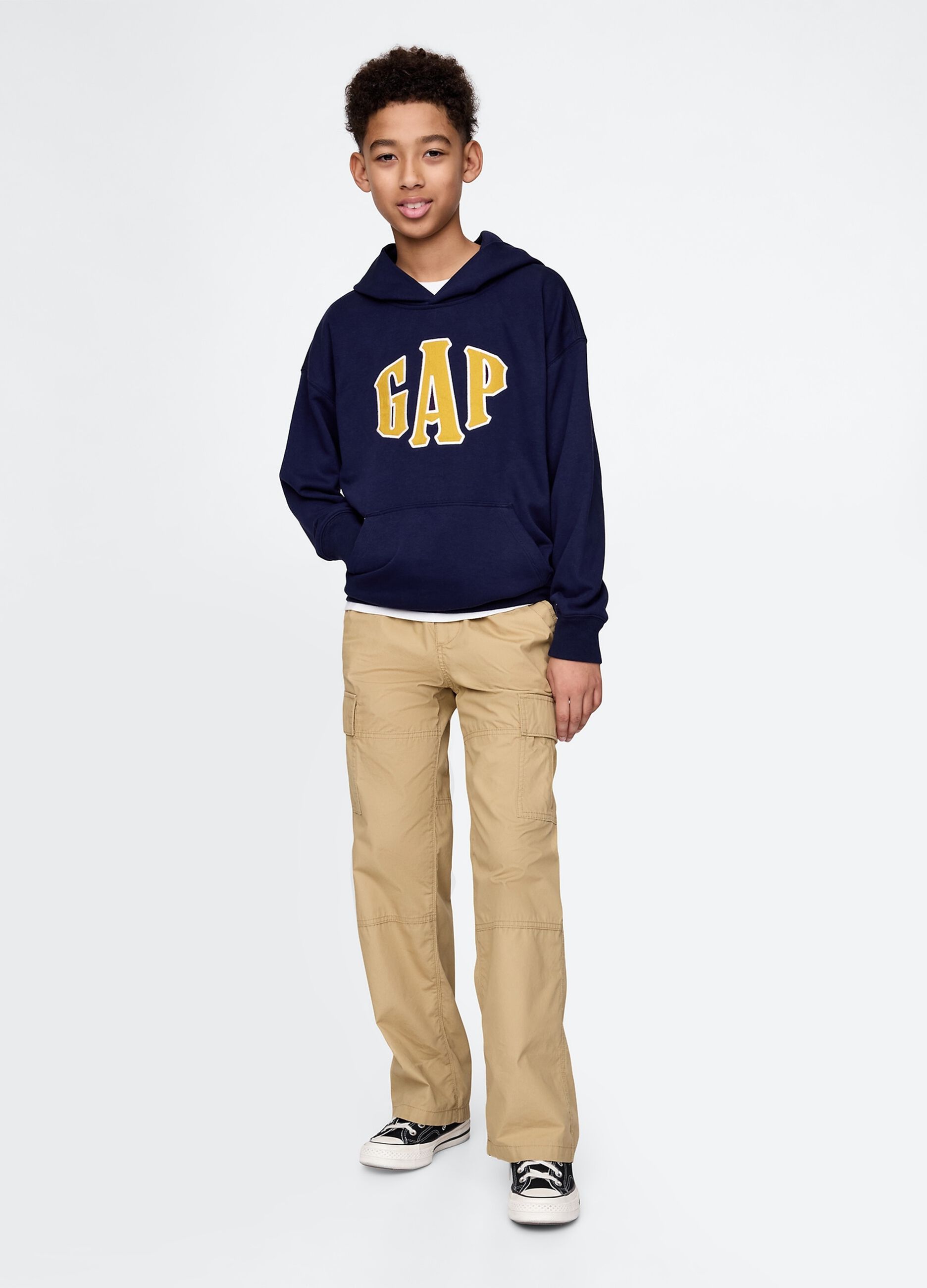 Felpa blu con cappuccio e logo GAP_1