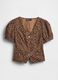 Camicia marrone con stampa leopardata a maniche corte_5