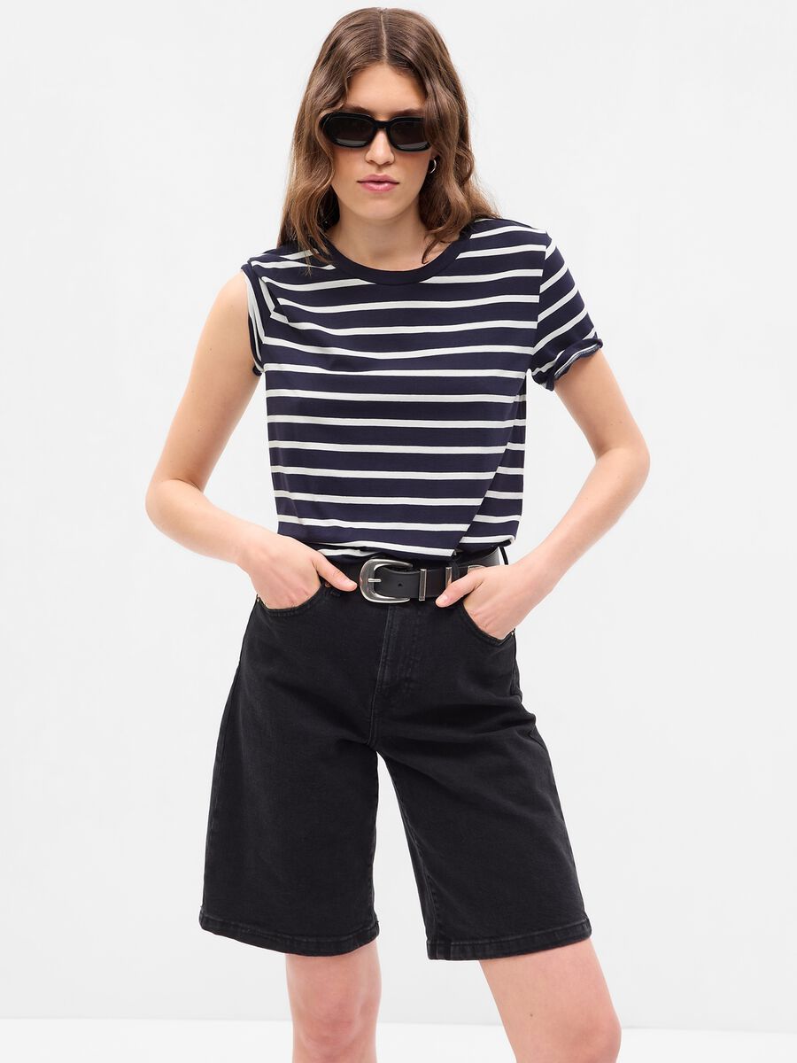 Organic cotton T-shirt with stripes Woman_0