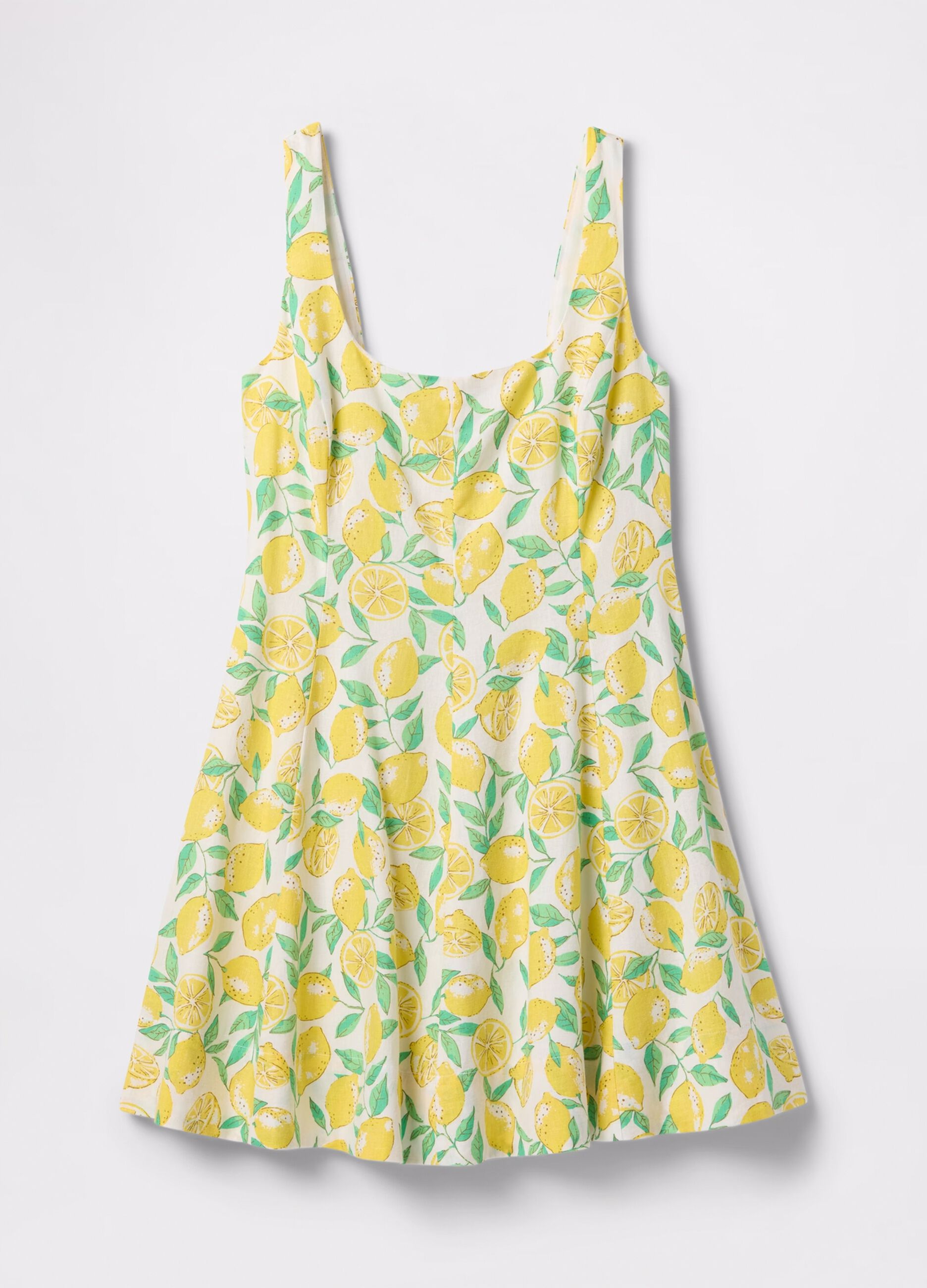 Short multicoloured dress with lemons pattern_5