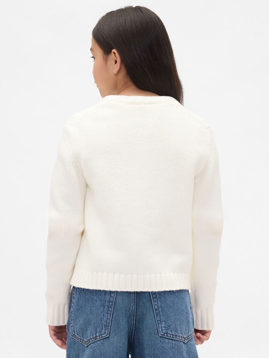 Cardigan bianco in misto cotone Bambina_1