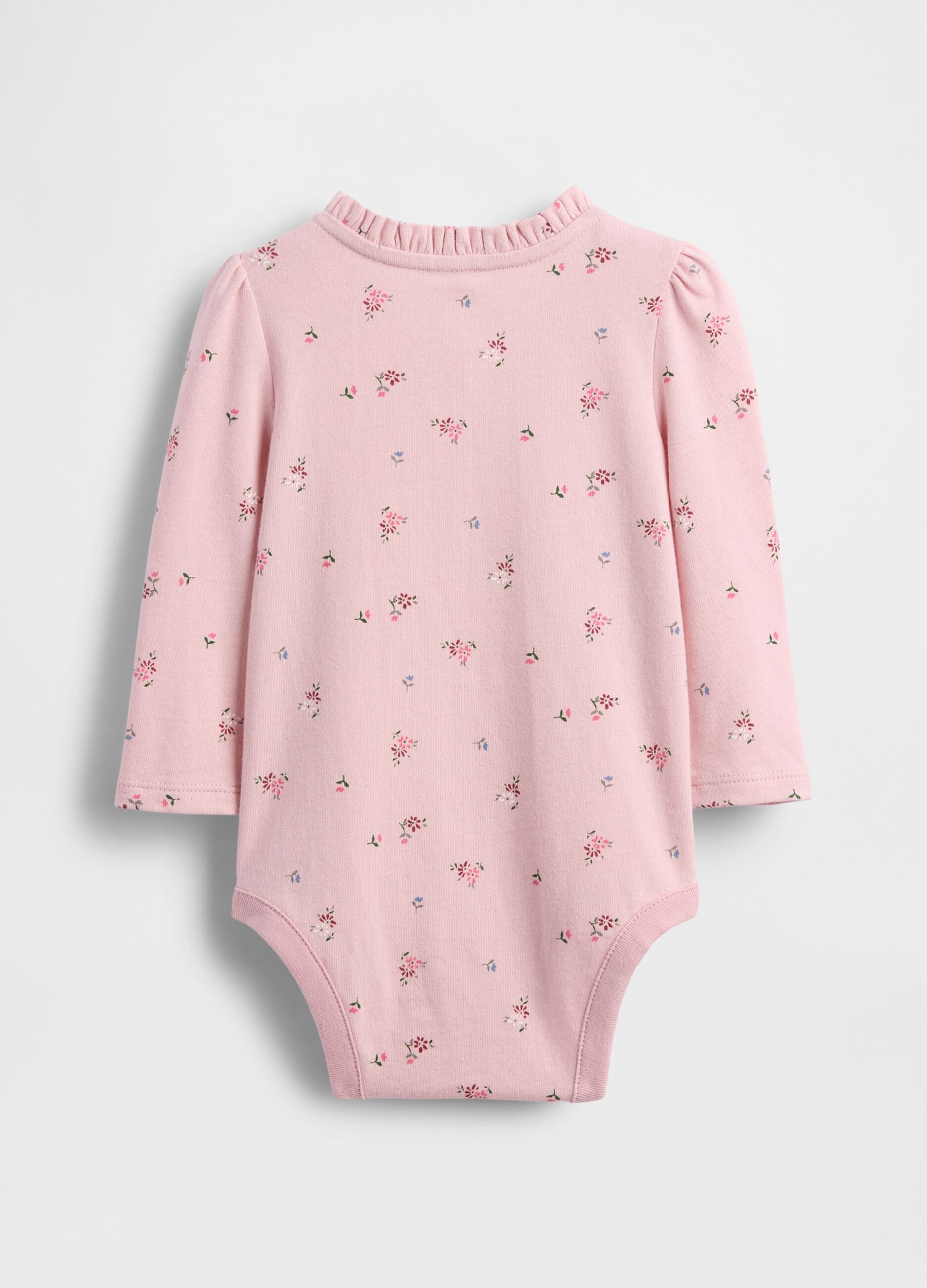 Body rosa in cotone con motivo floreale_1