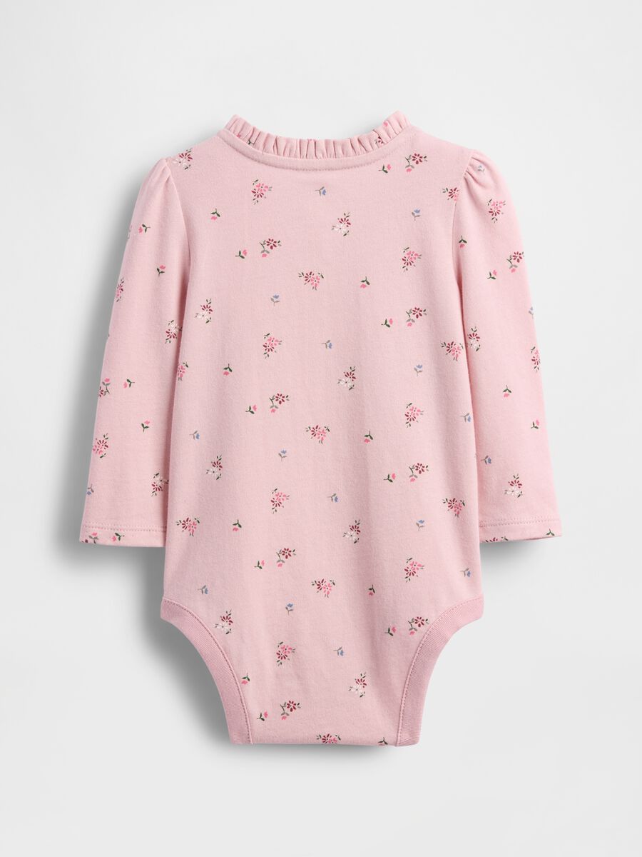 Body rosa in cotone con motivo floreale Neonato_1