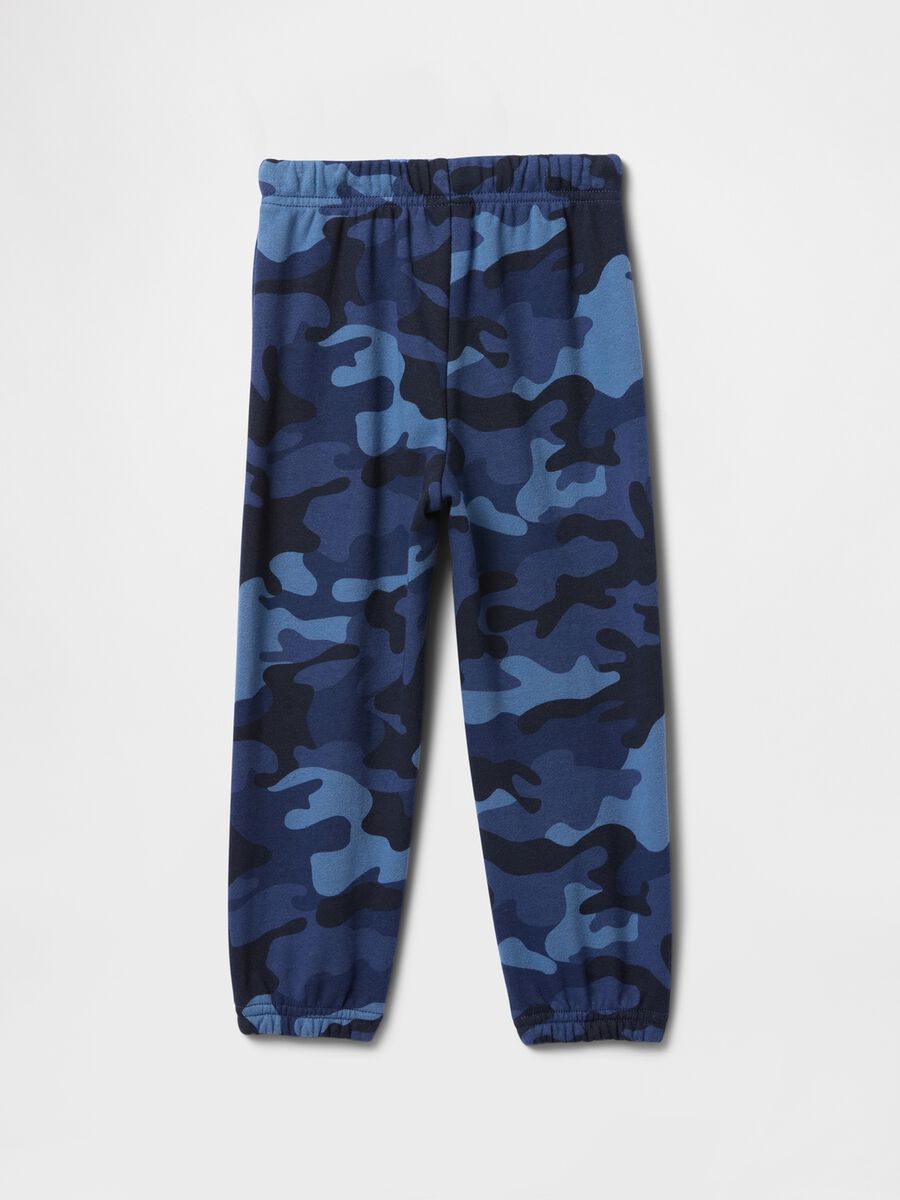 Pantaloni in misto cotone con logo e fantasia mimetica Bimbo_1