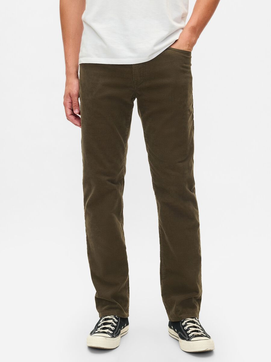 Straight-fit trousers in stretch corduroy Man_1