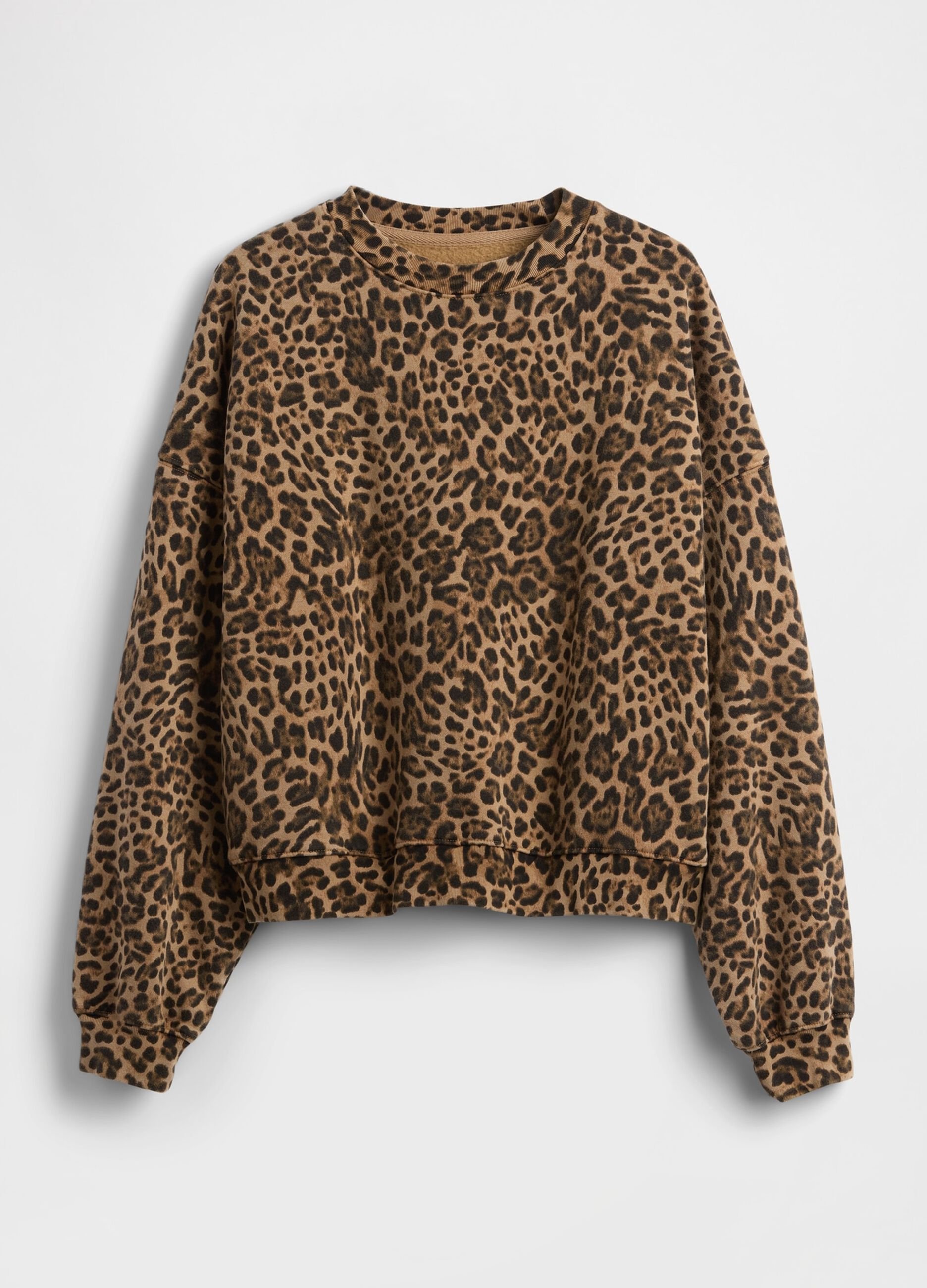 Brown Leopard Print Crew Neck Sweatshirt