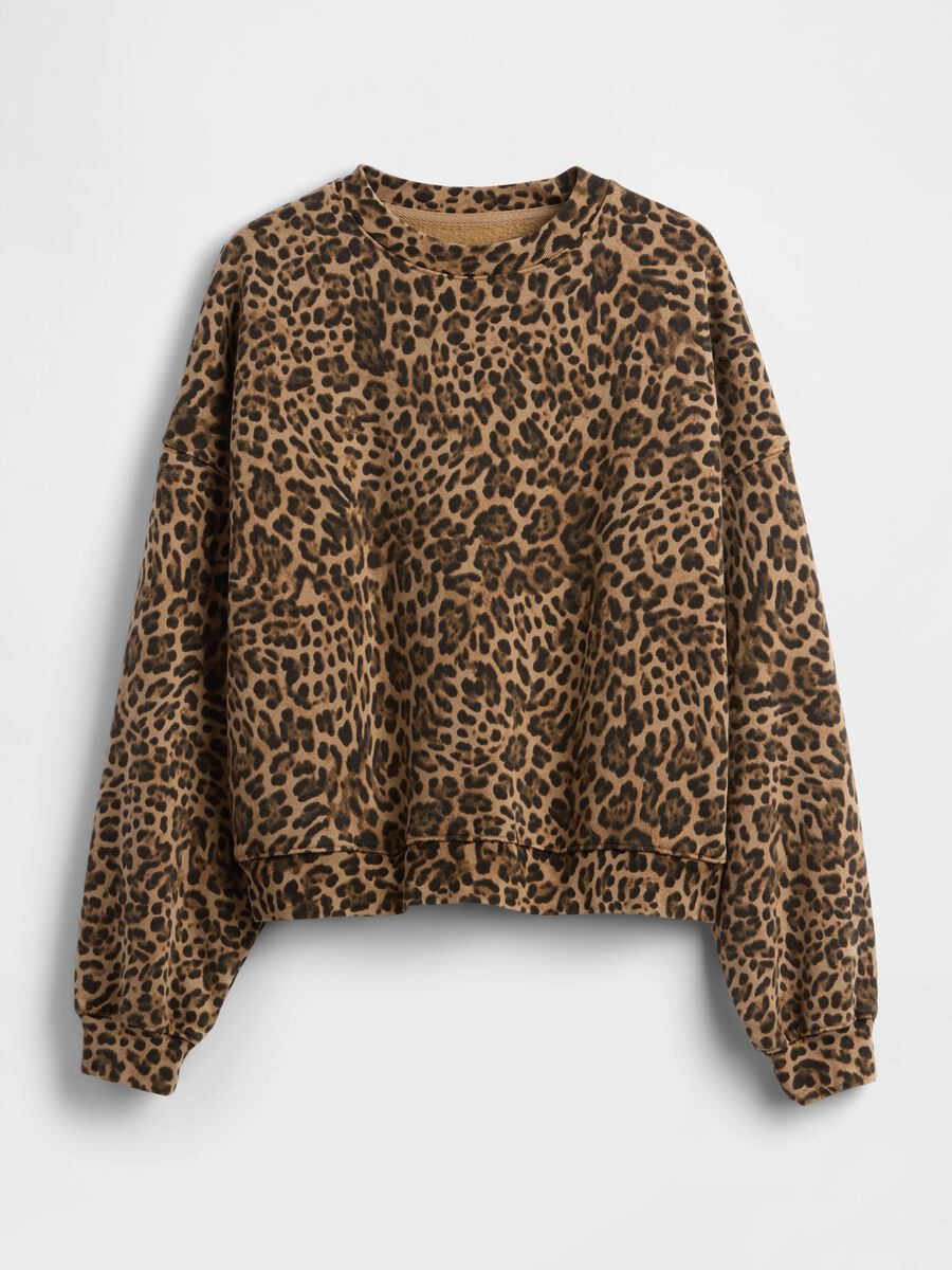 Felpa leopardata girocollo Donna_3