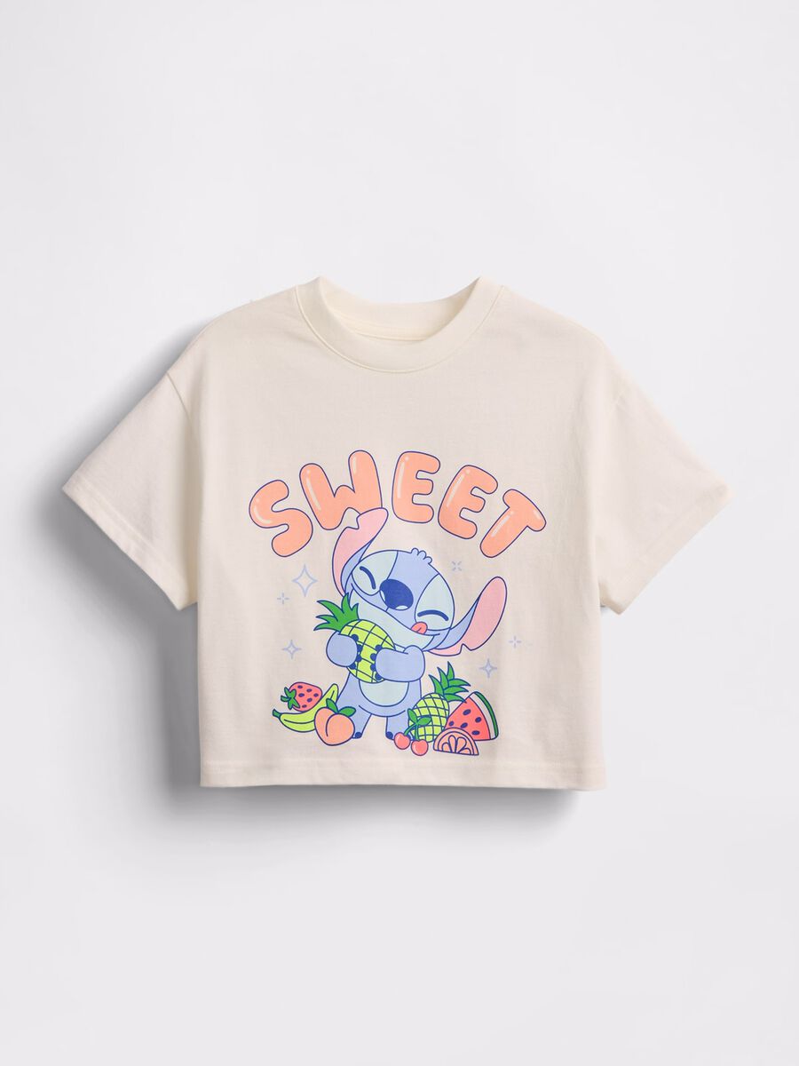T-shirt corta bianca con stampa GAP Kids Bimba_0