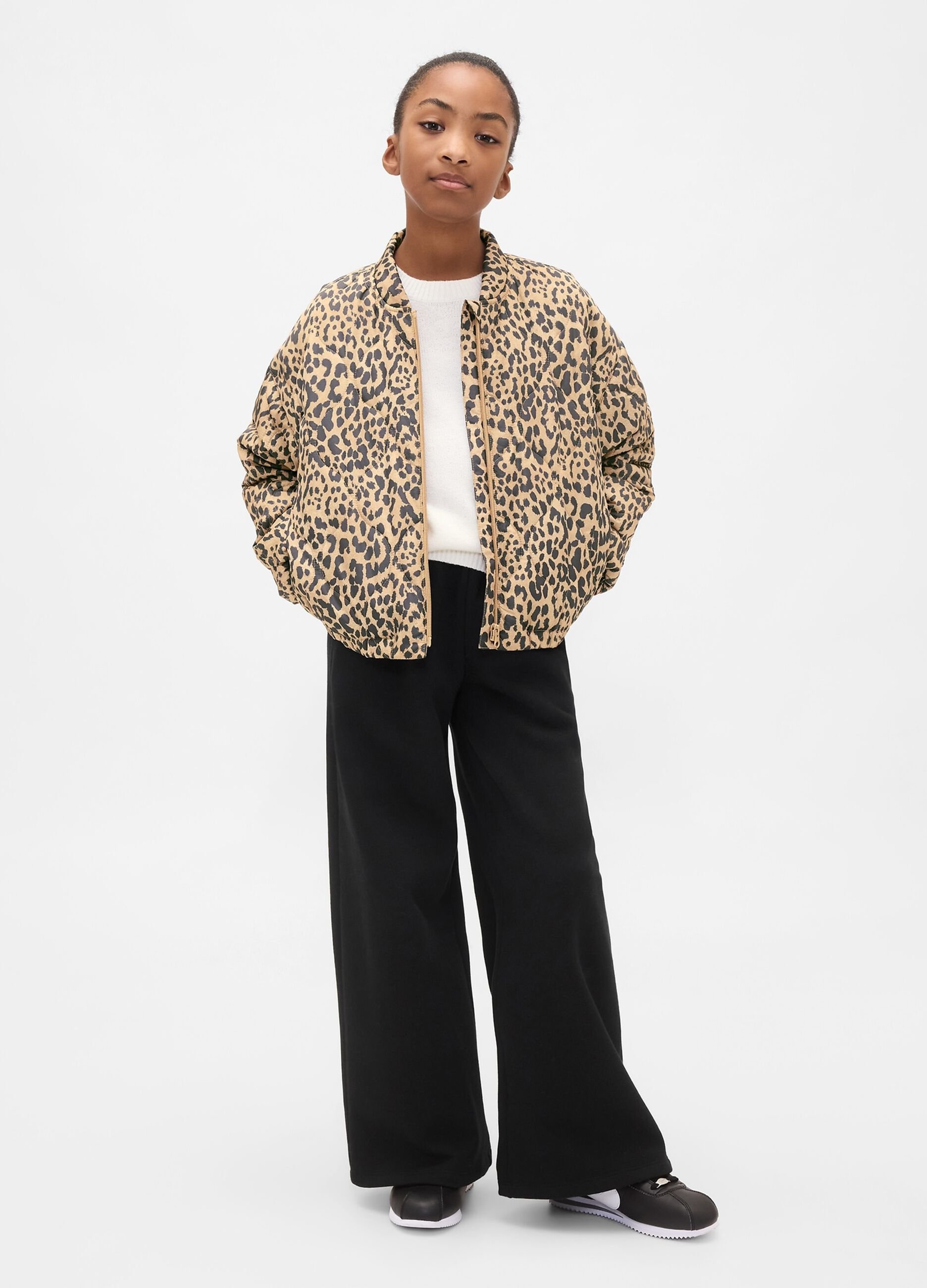 Beige Leopard Print Bomber Jacket_2