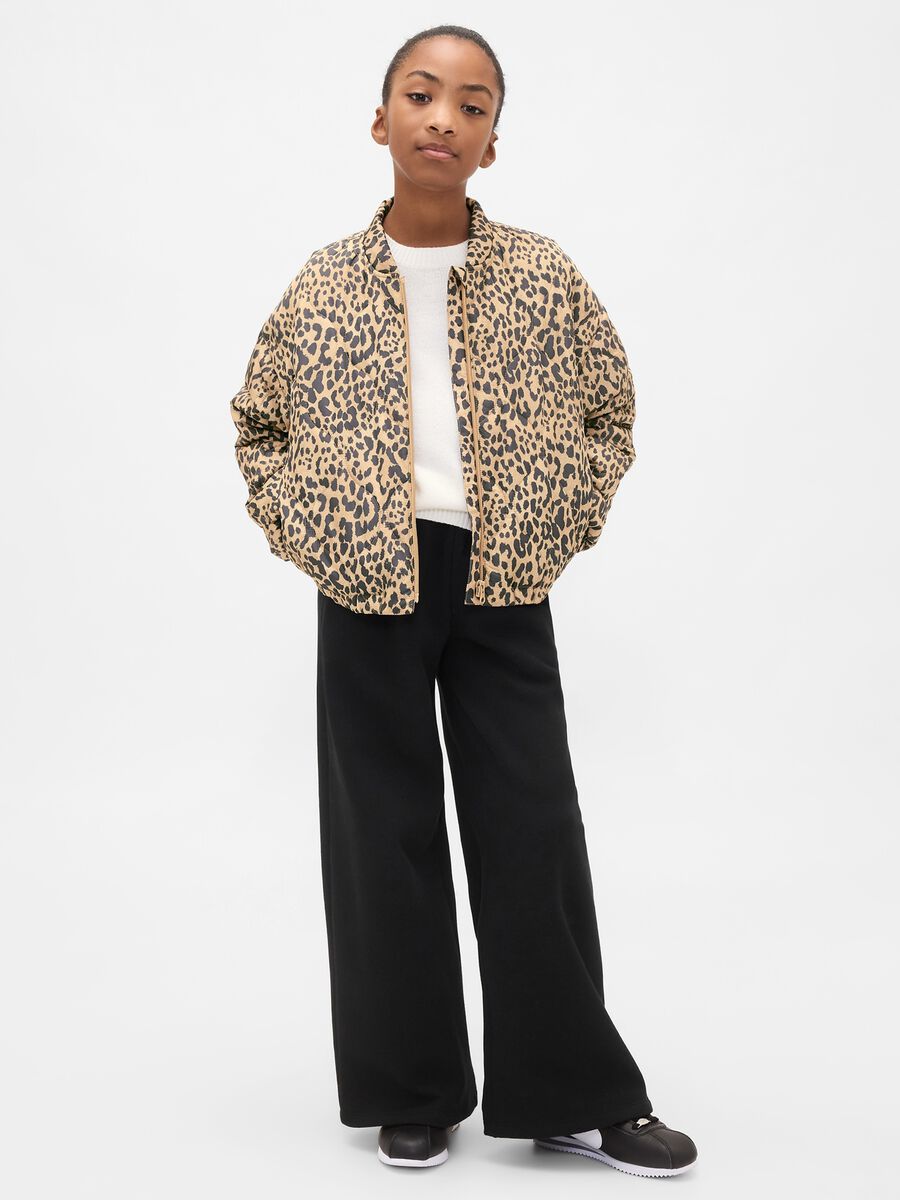 Beige Leopard Print Bomber Jacket Girl_2