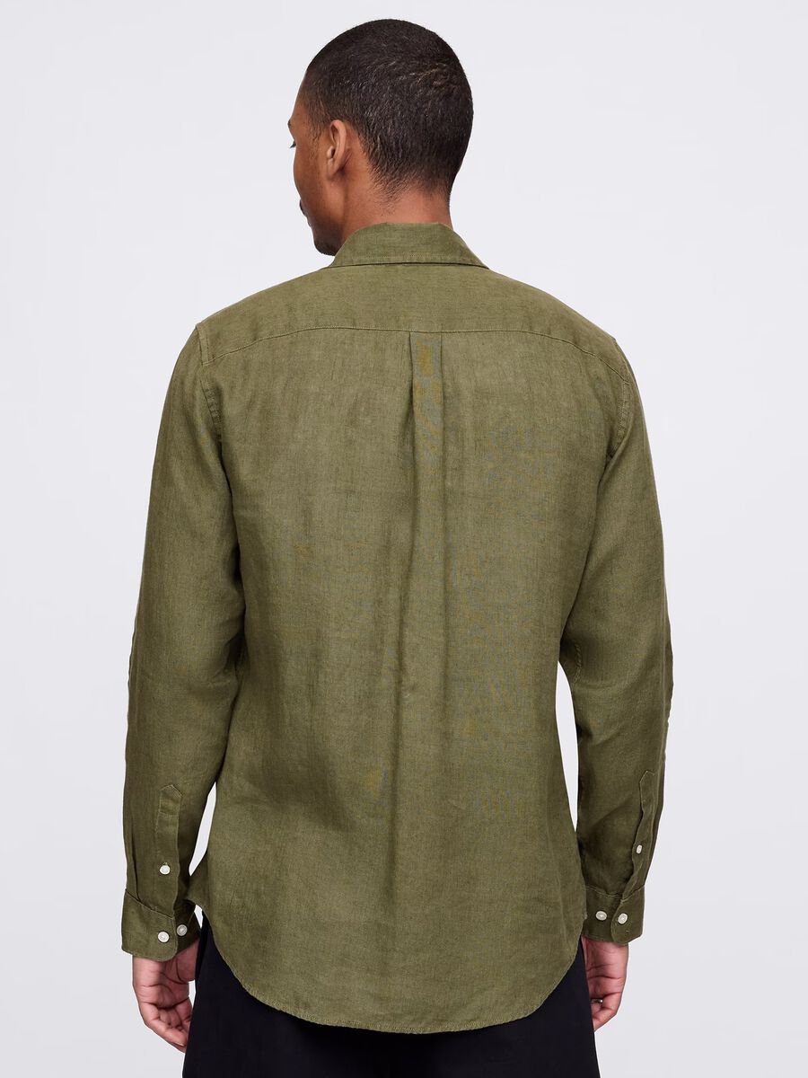 Camicia verde in puro lino Gap Uomo_2