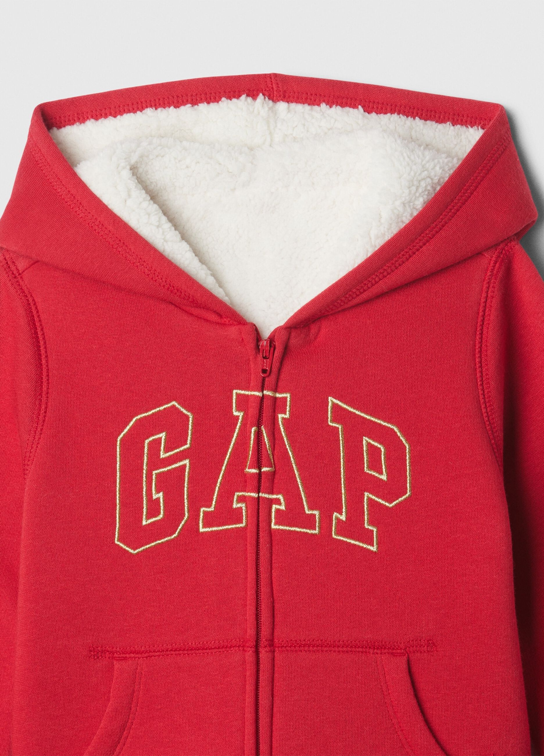 Full-zip sweatshirt and hood with sherpa lining_2