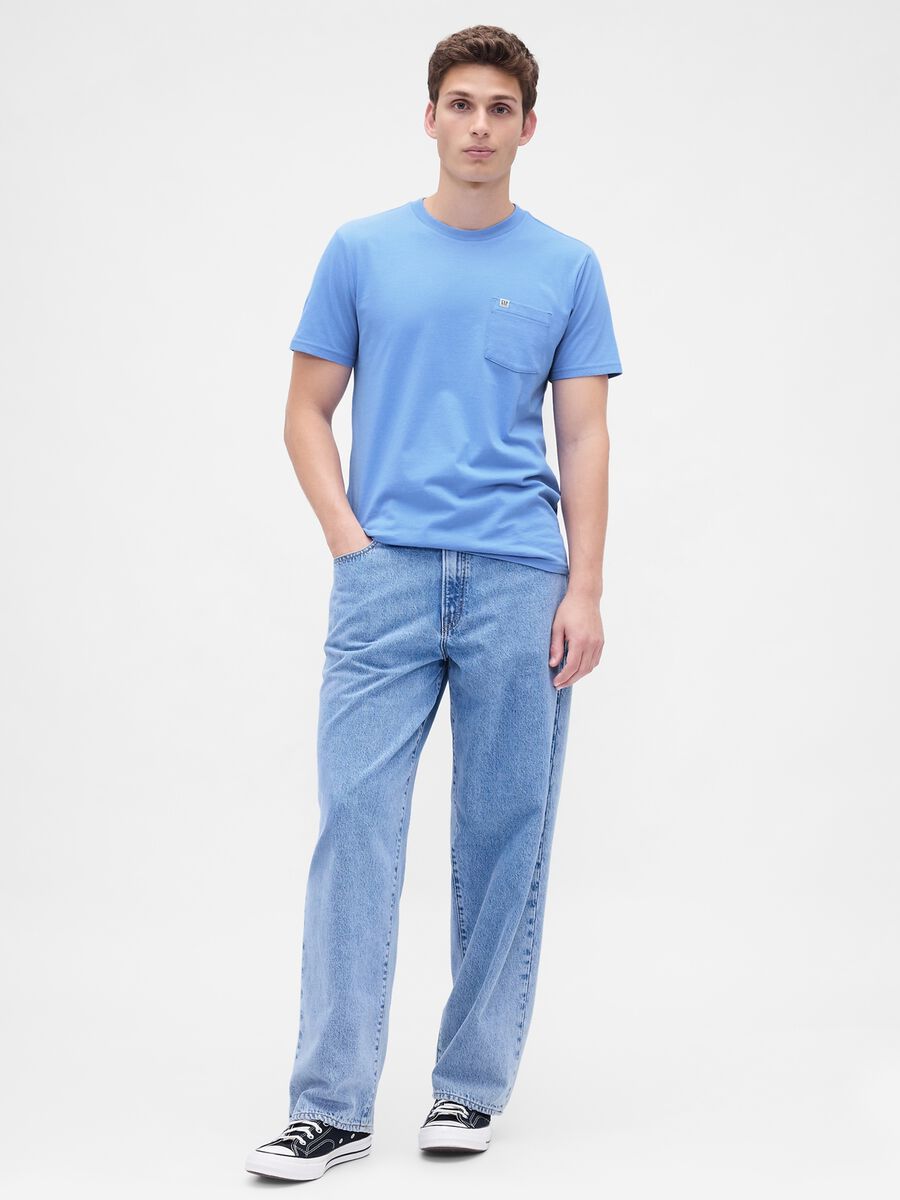 T-shirt azzurra in cotone Uomo_2