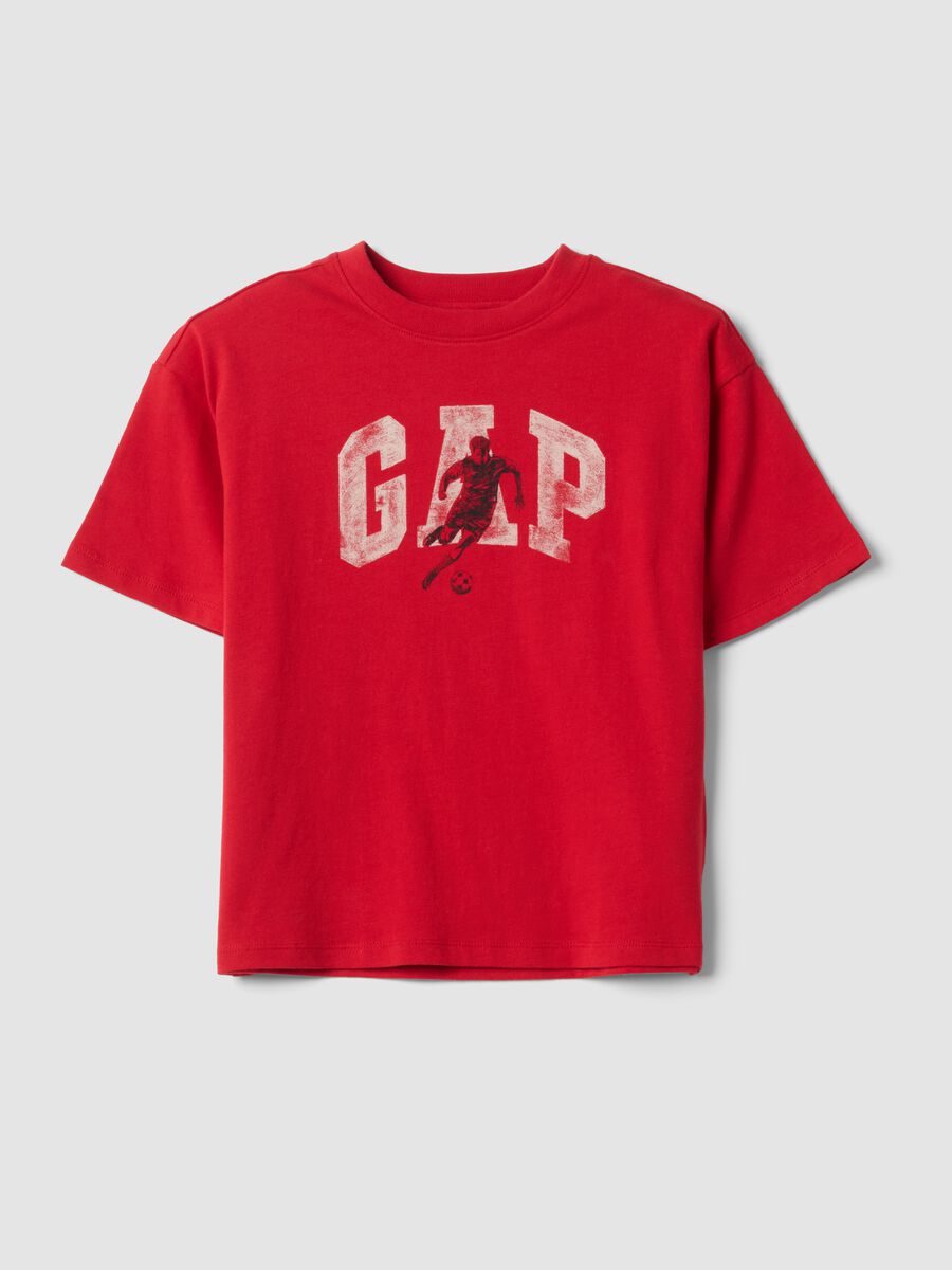T-shirt con logo GAP a maniche corte in puro cotone Bambino_0