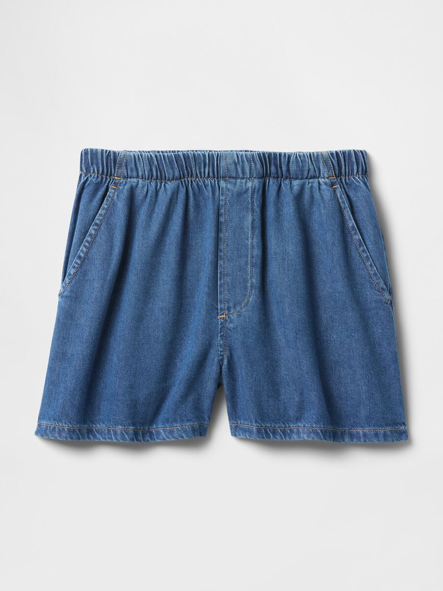 Shorts in denim con elastico in vita Donna_8