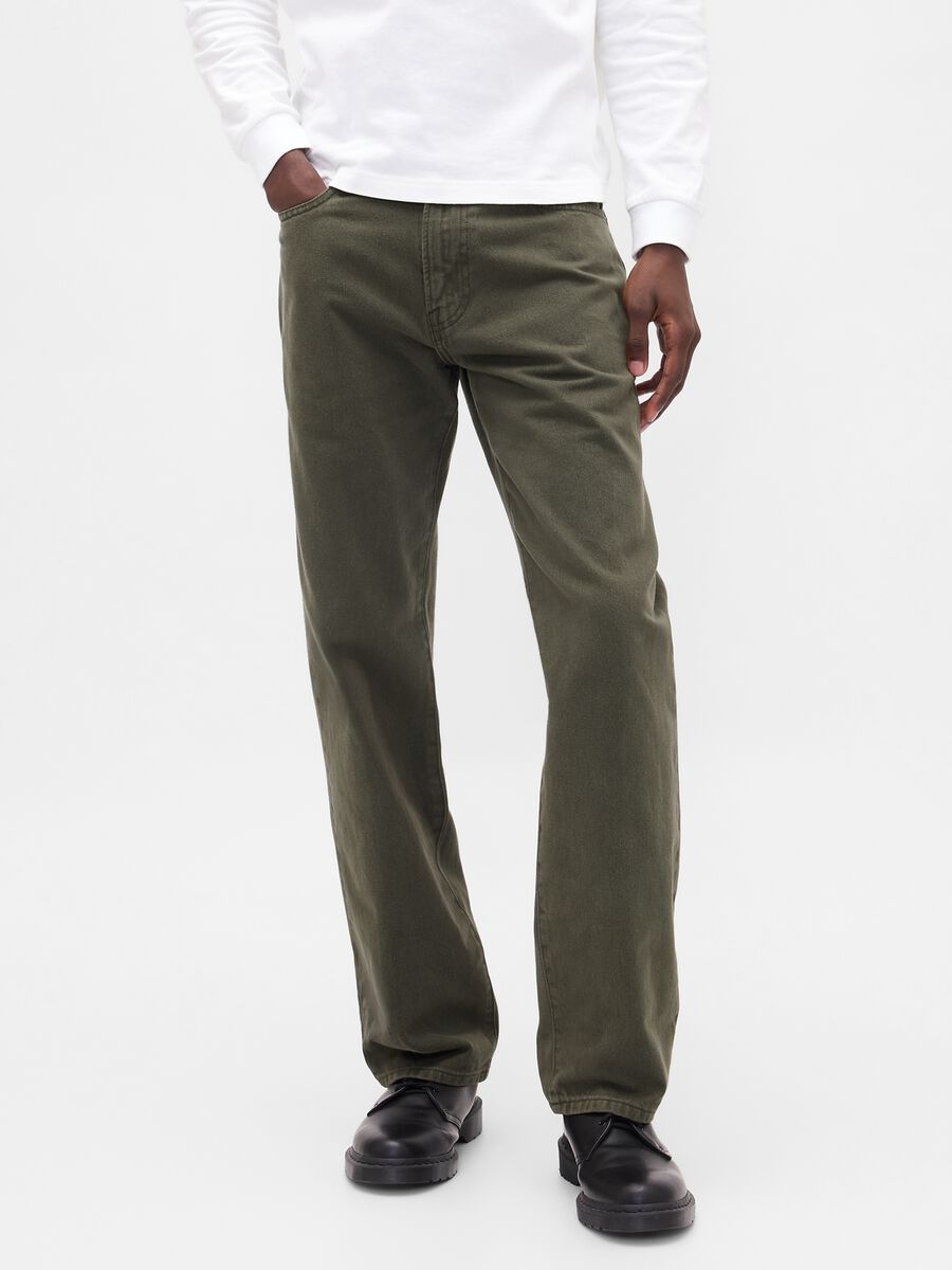 Pantaloni verde in cotone Uomo_1