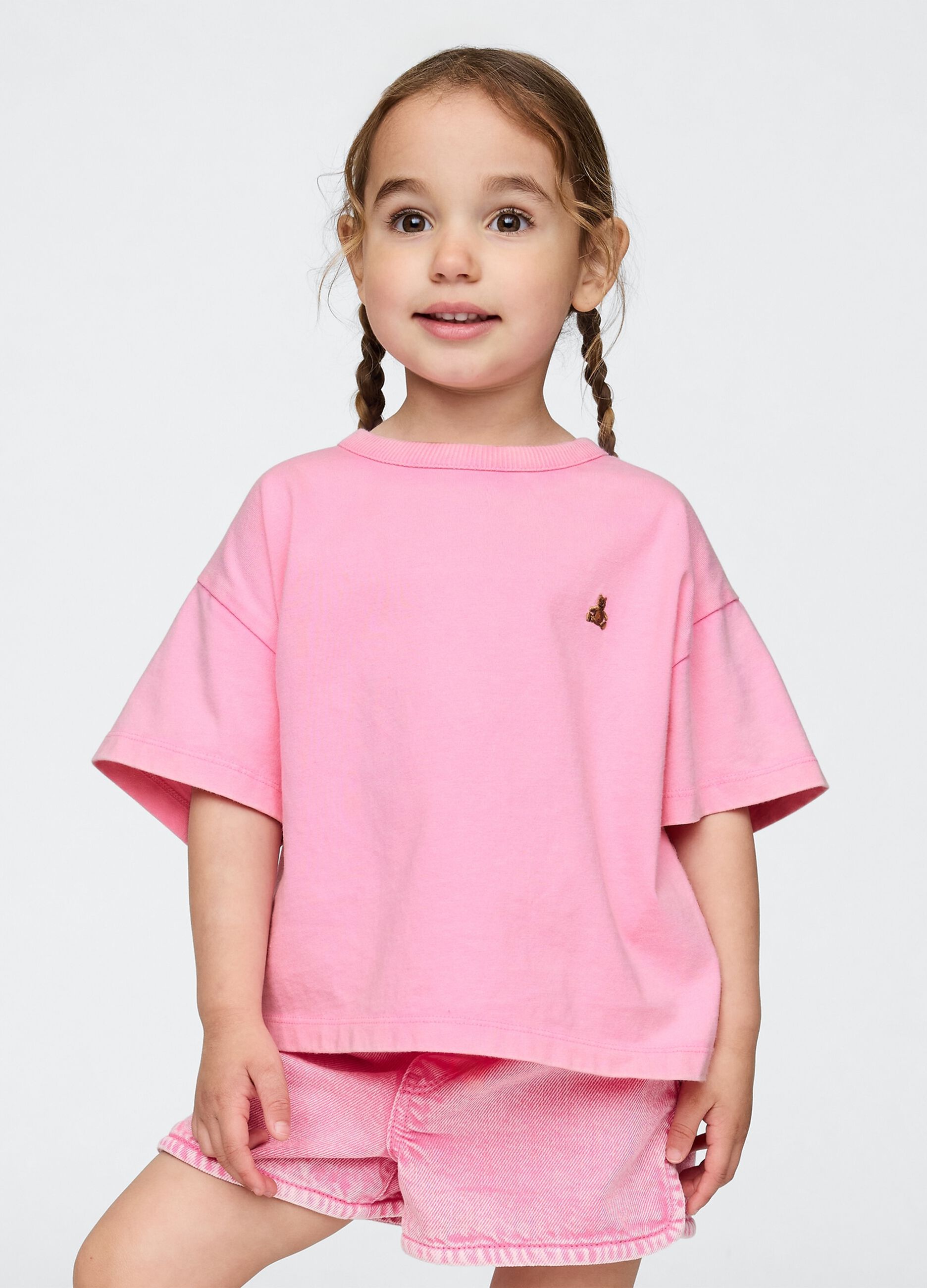 Maglietta oversize rosa per bambina_1