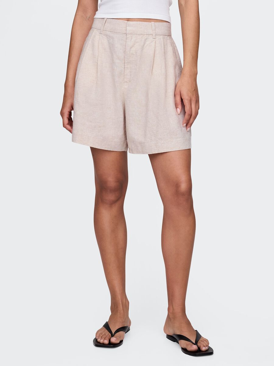 Beige Gap Shorts in Linen and Viscose Woman_1