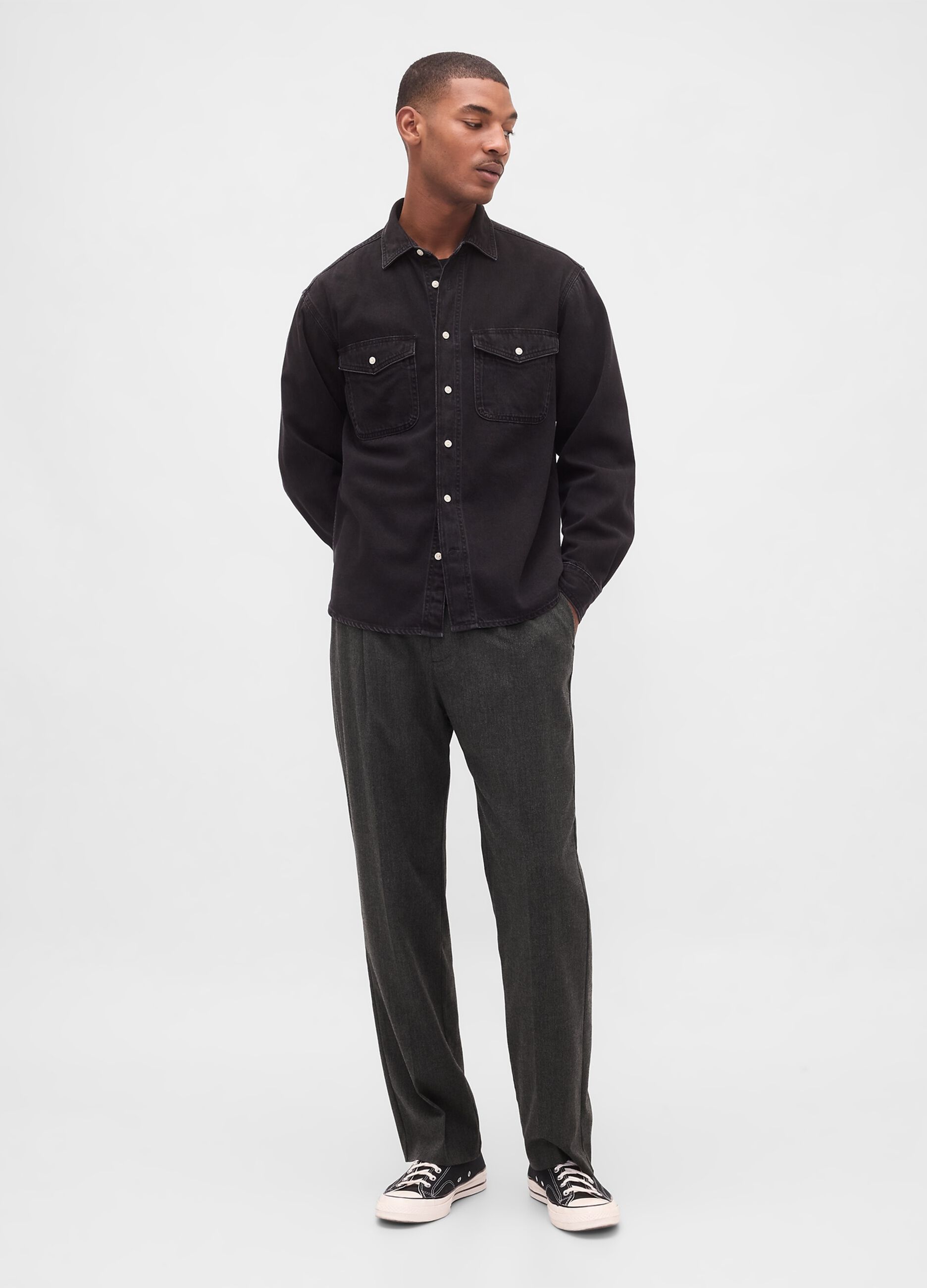 Pantaloni grigi in misto viscosa e lana