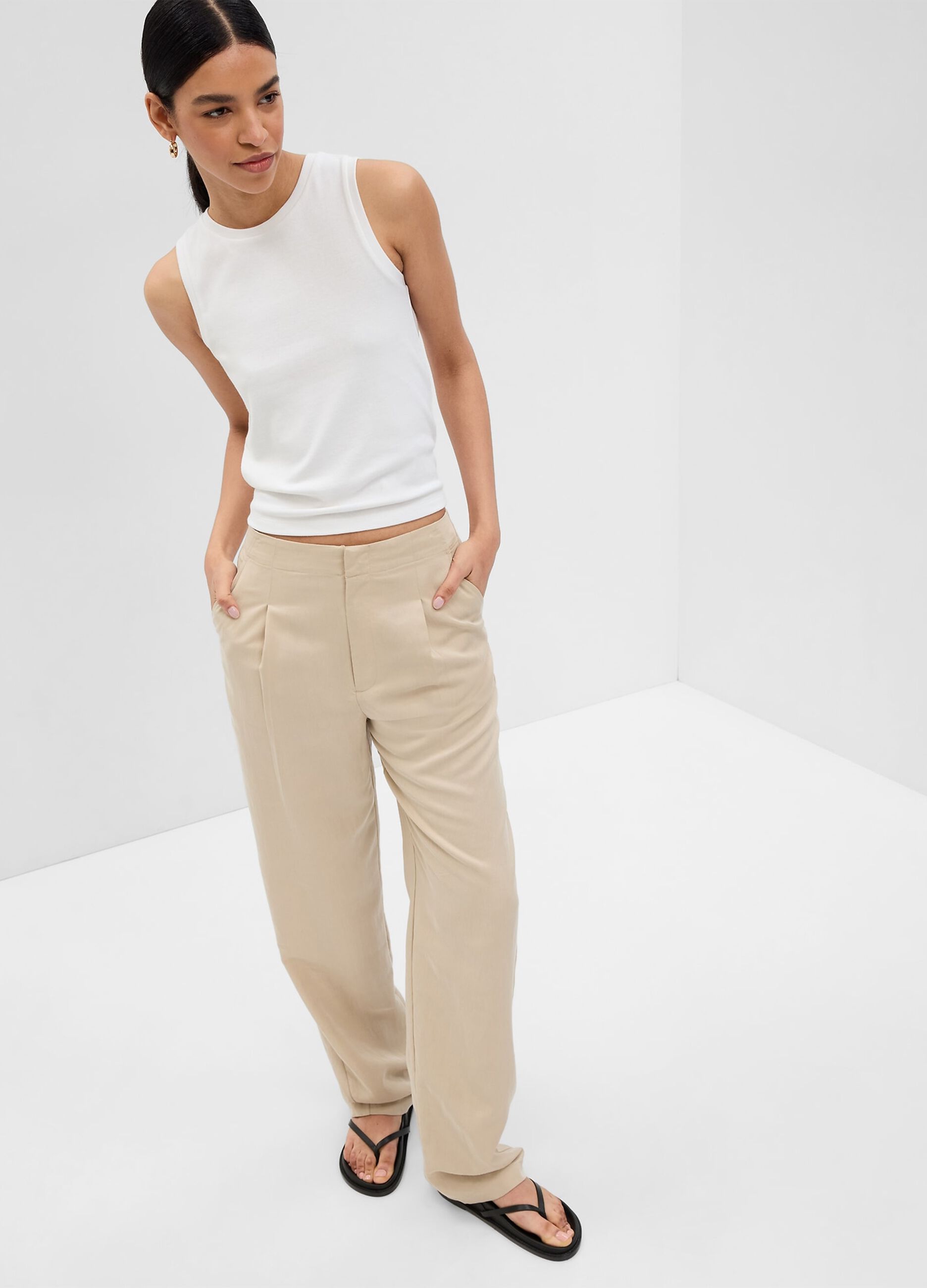 Tank top in stretch cotton and modal.