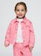 Pink denim jacket for girls with embroidered logo_0