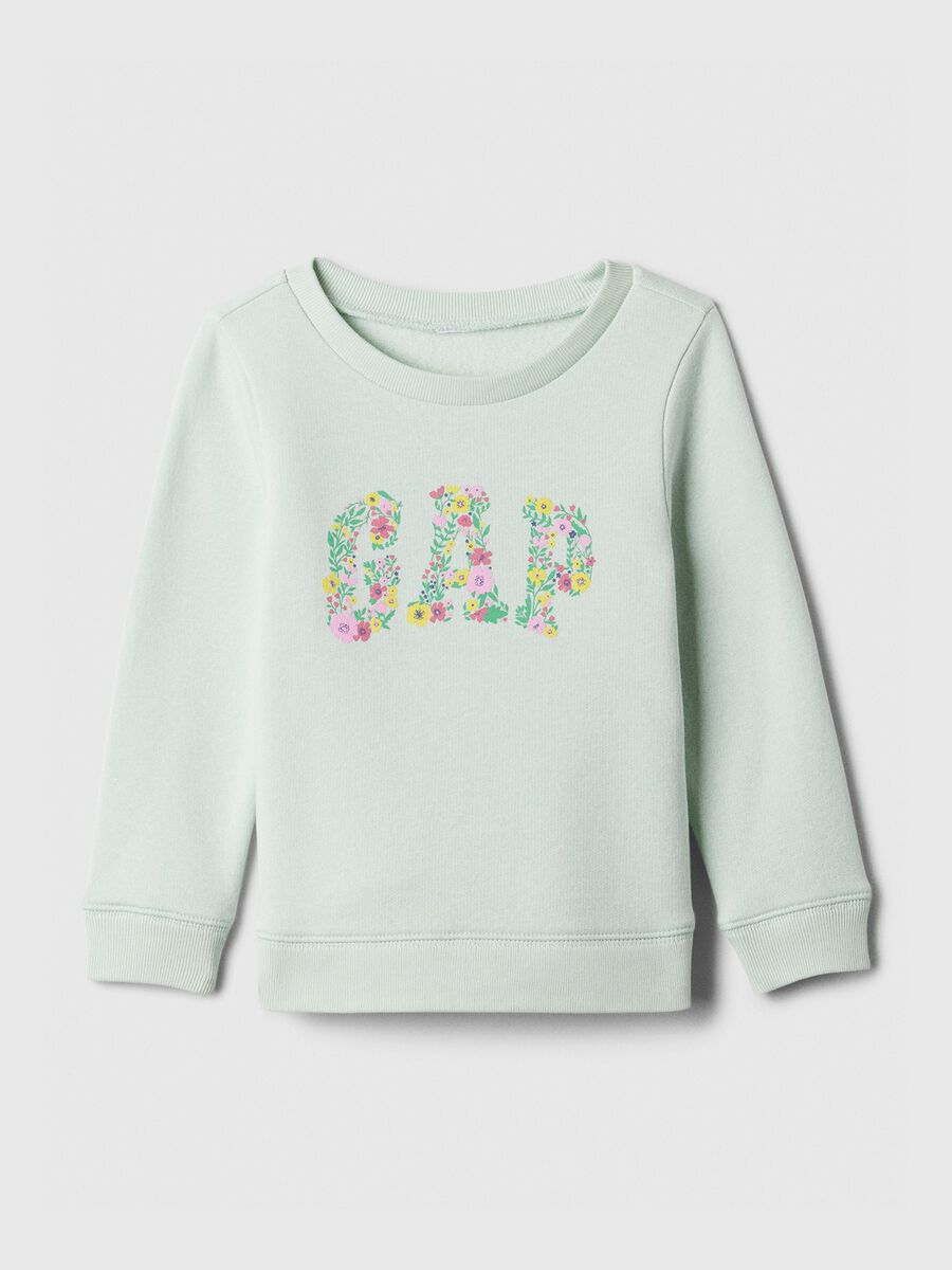 Sweatshirt with round neck and floral logo print Baby Girl_0