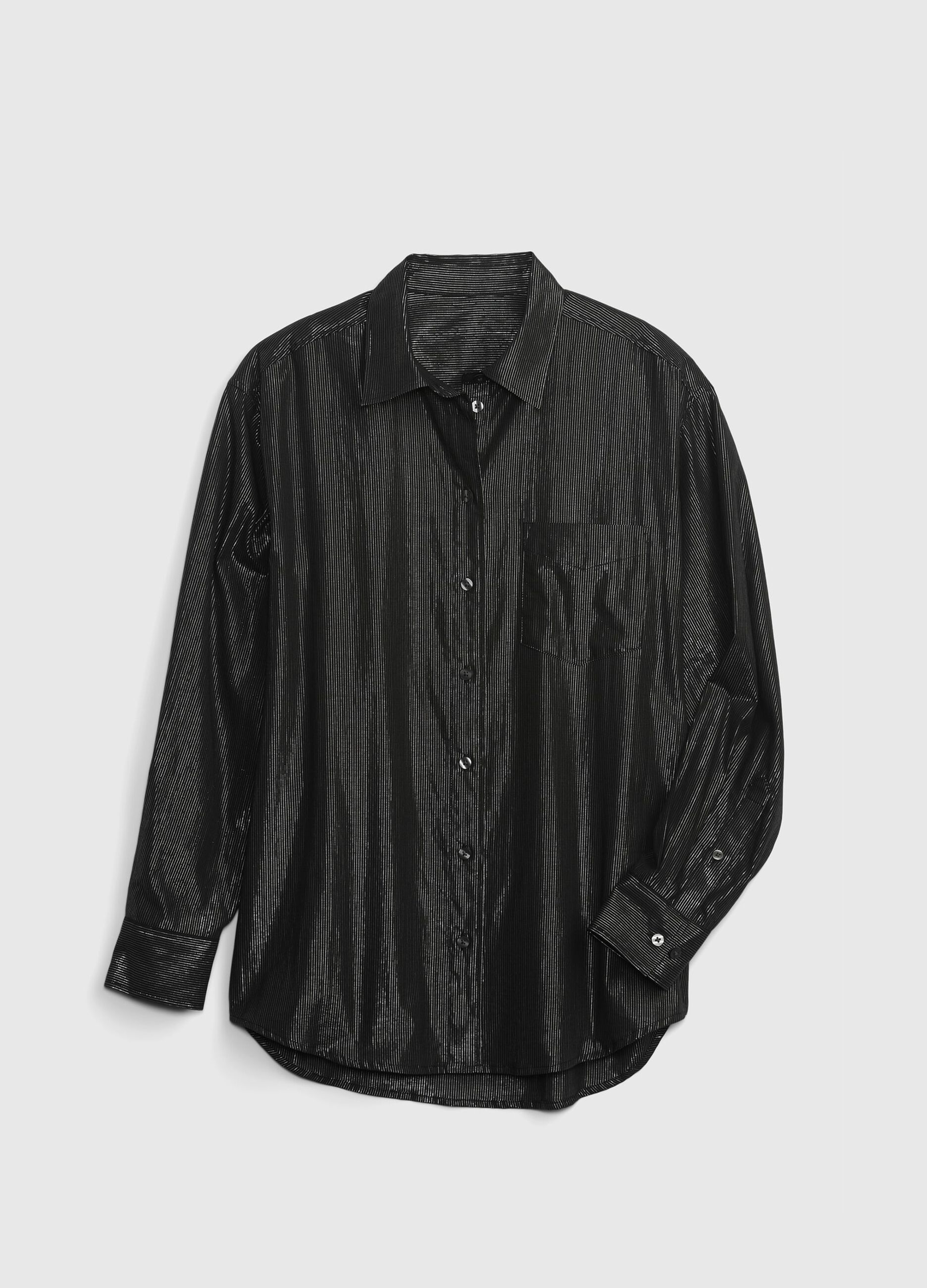 Lurex oversize shirt with pinstripe pattern_5