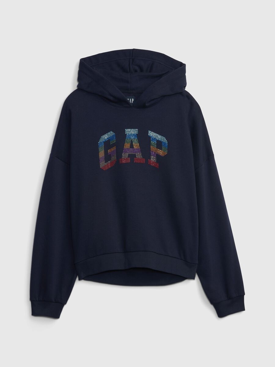 Sweatshirt with multicoloured diamanté logo Woman_0