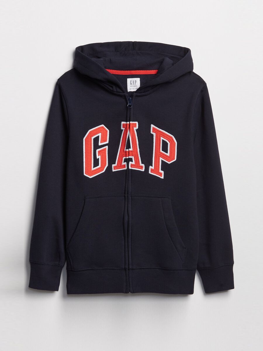 Full-zip fleece sweatshirt with logo embroidery Boy_0