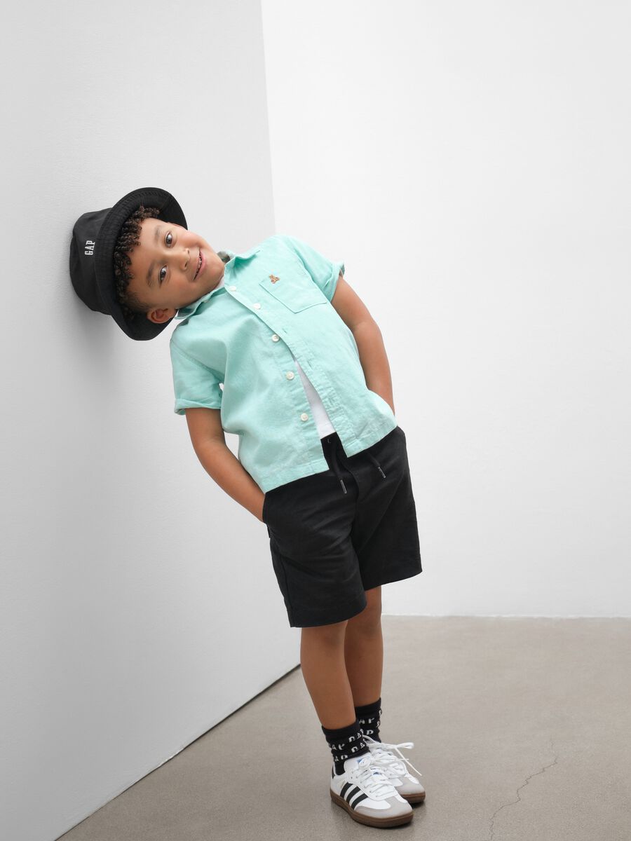 Linen and cotton shirt with top pocket Toddler Boy_0