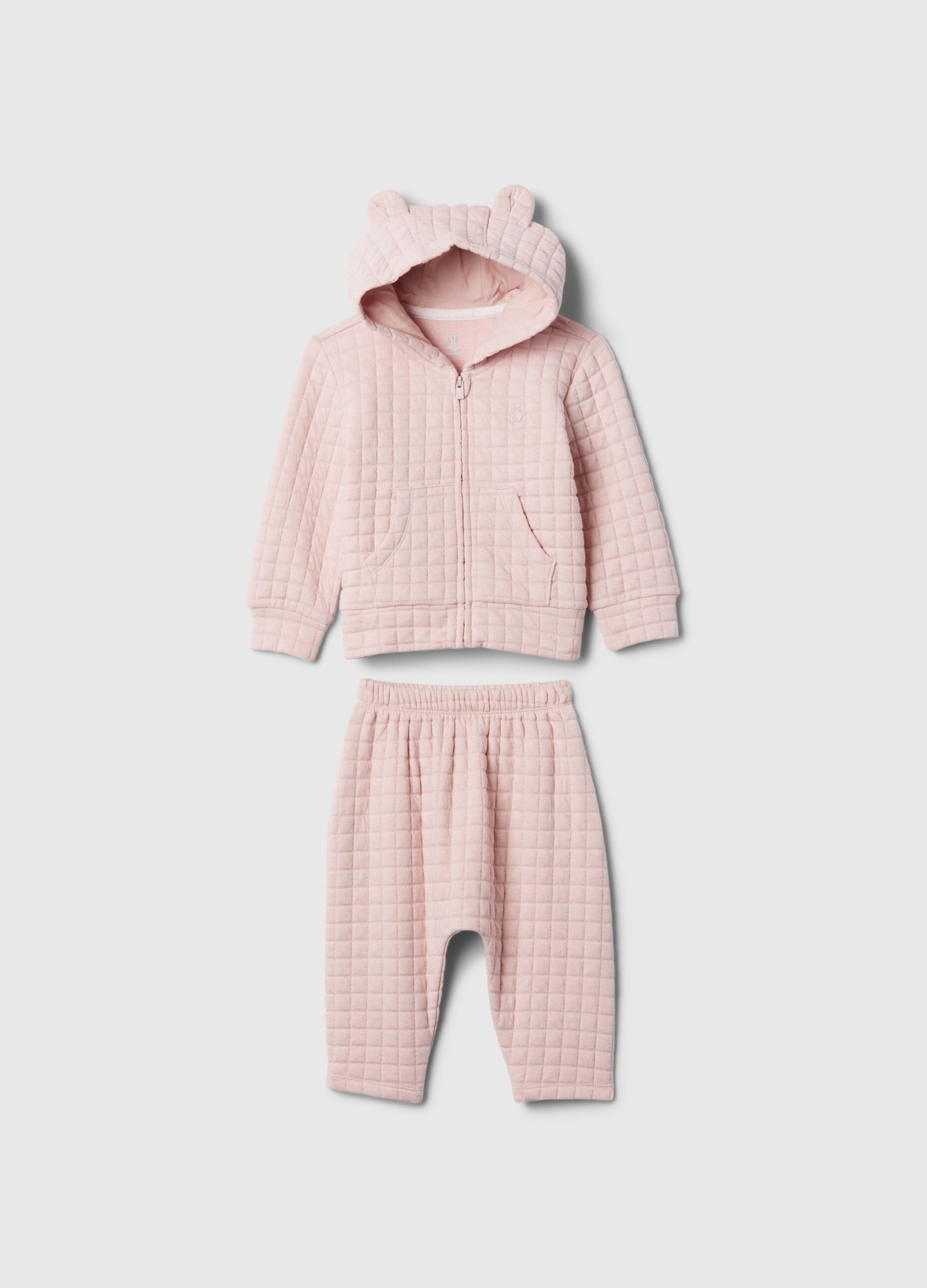 Top and trousers set in quilted fleece